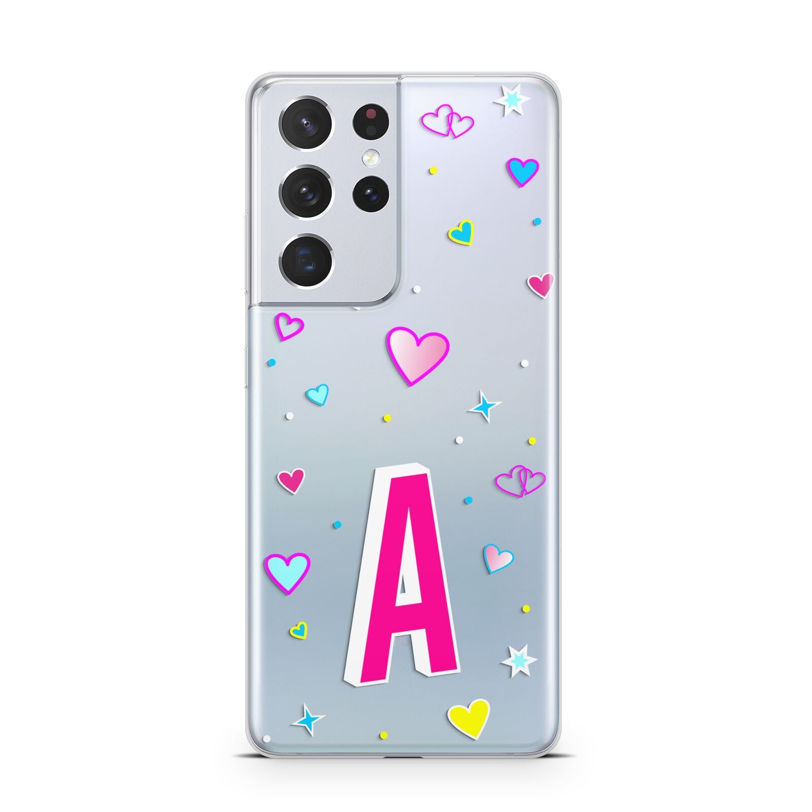 Personalised Heart Alphabet Clear Samsung S21 Ultra Case