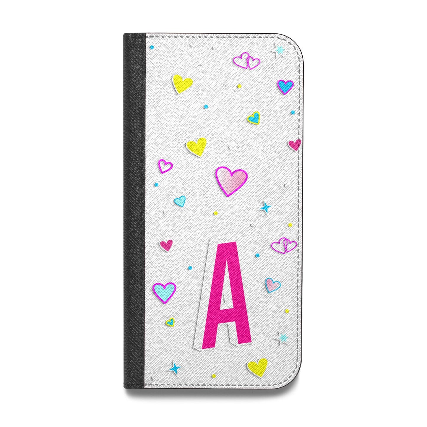 Personalised Heart Alphabet Clear Vegan Leather Flip iPhone Case