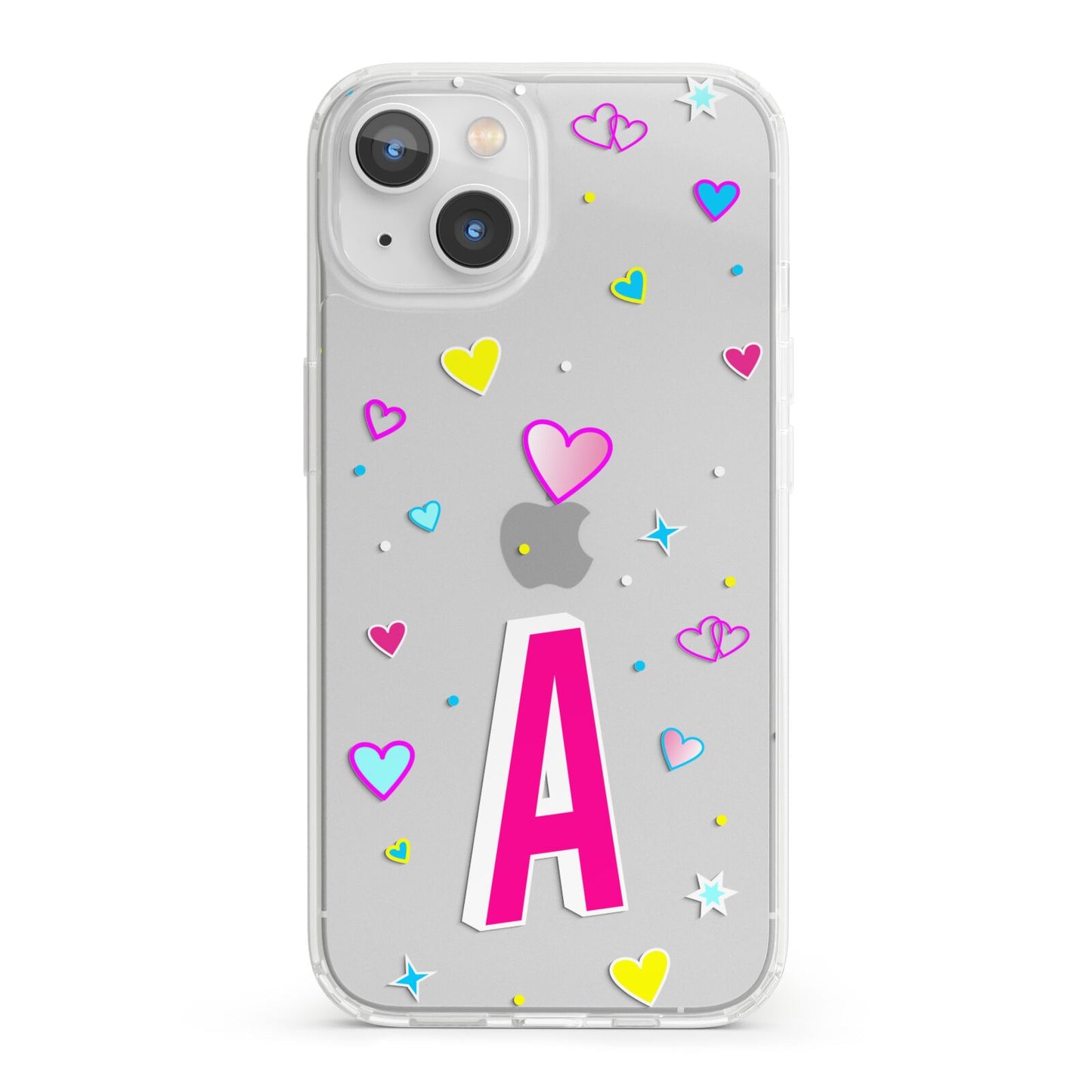 Personalised Heart Alphabet Clear iPhone 13 Clear Bumper Case