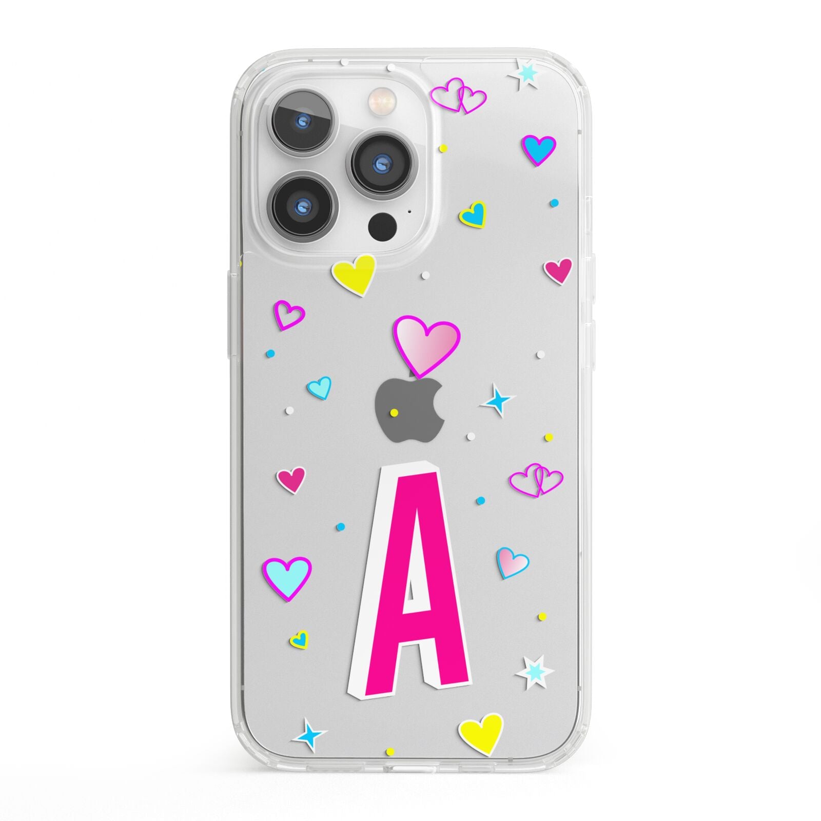 Personalised Heart Alphabet Clear iPhone 13 Pro Clear Bumper Case