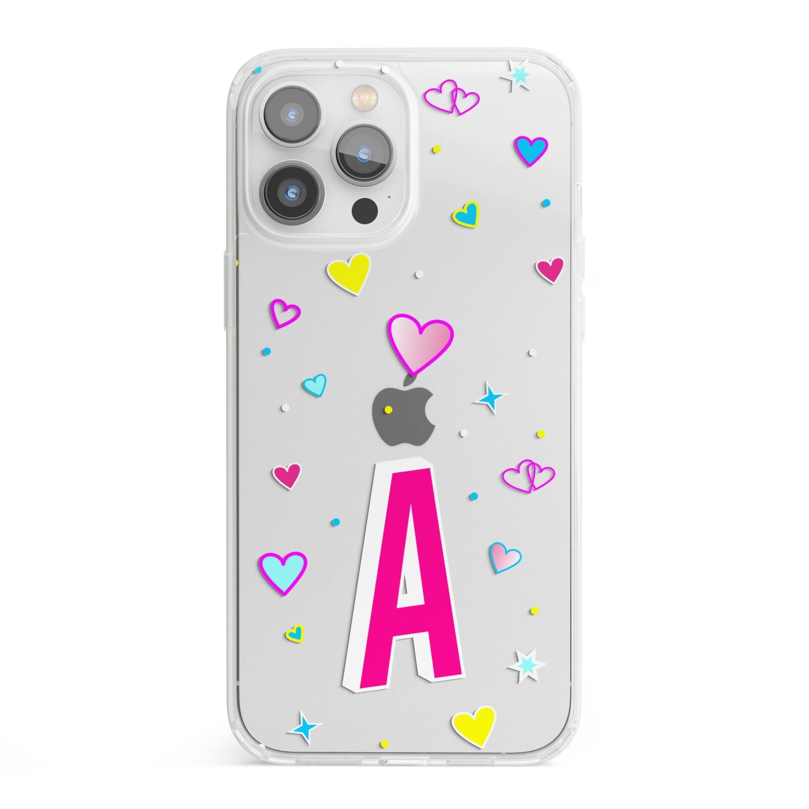 Personalised Heart Alphabet Clear iPhone 13 Pro Max Clear Bumper Case