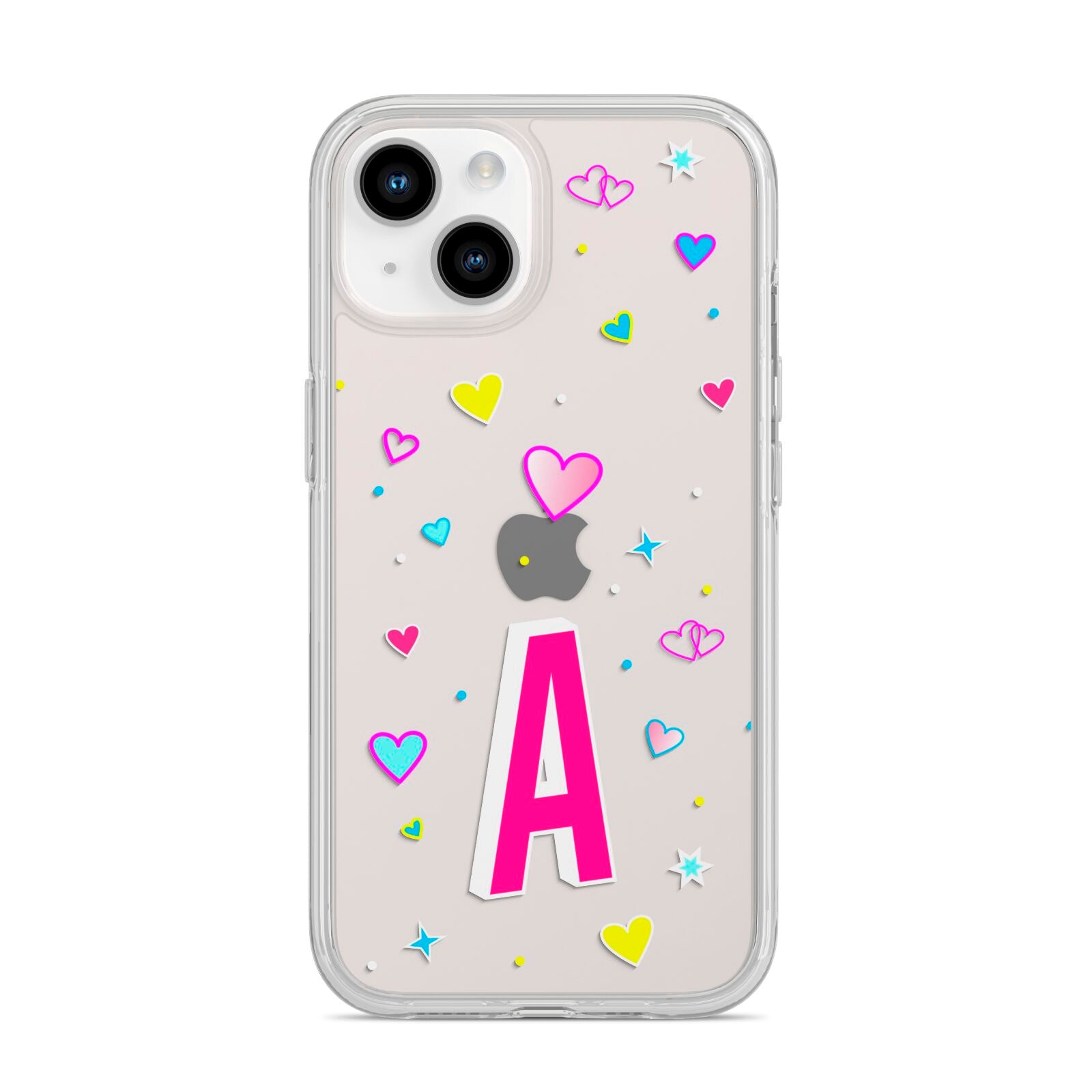 Personalised Heart Alphabet Clear iPhone 14 Clear Tough Case Starlight