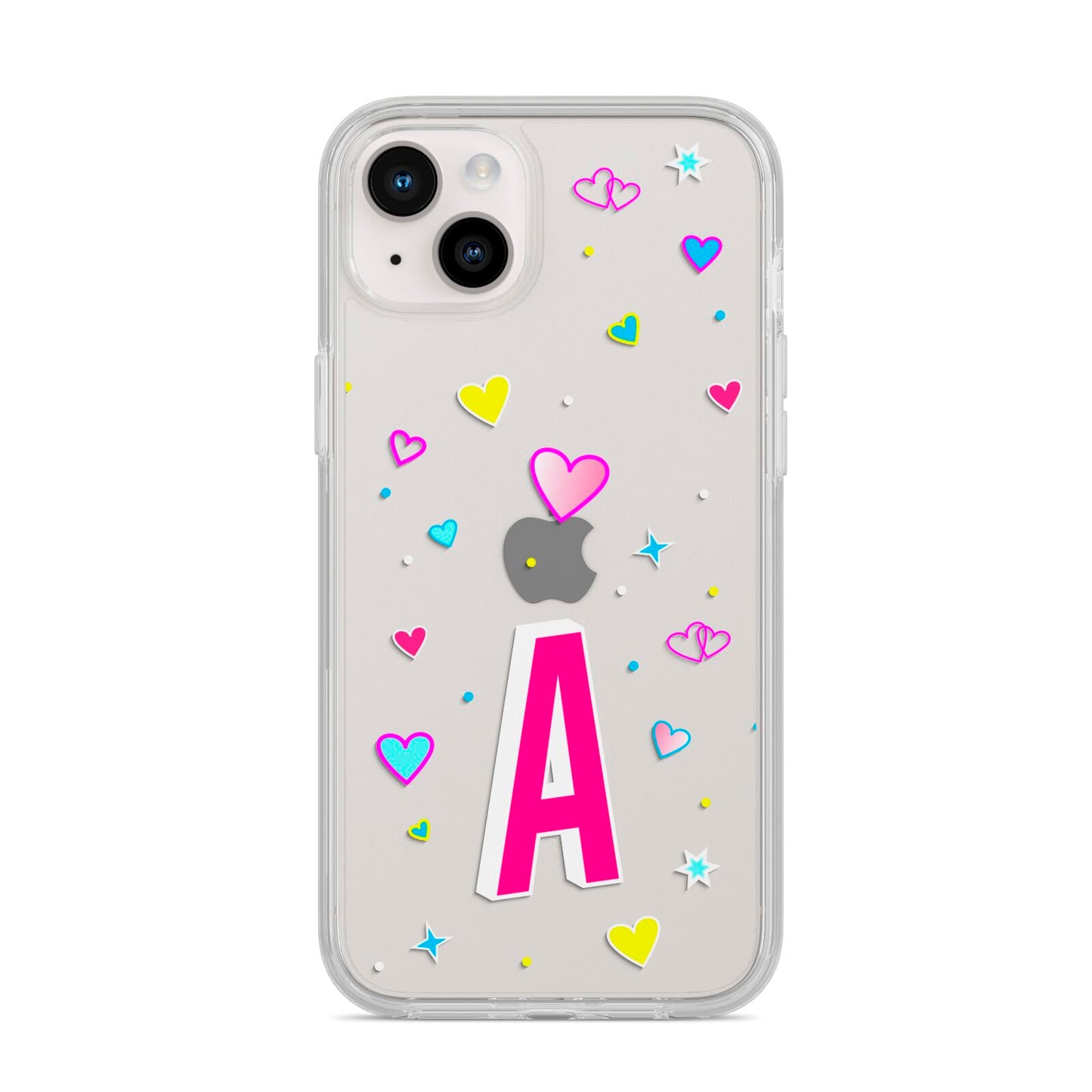 Personalised Heart Alphabet Clear iPhone 14 Plus Clear Tough Case Starlight