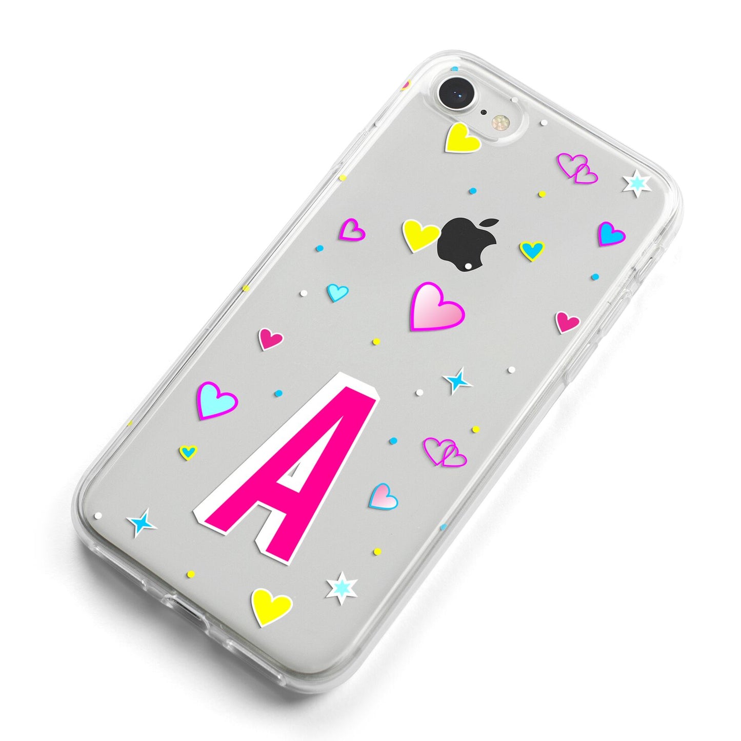 Personalised Heart Alphabet Clear iPhone 8 Bumper Case on Silver iPhone Alternative Image