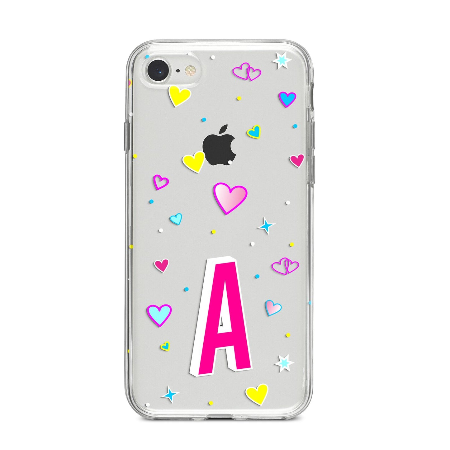 Personalised Heart Alphabet Clear iPhone 8 Bumper Case on Silver iPhone