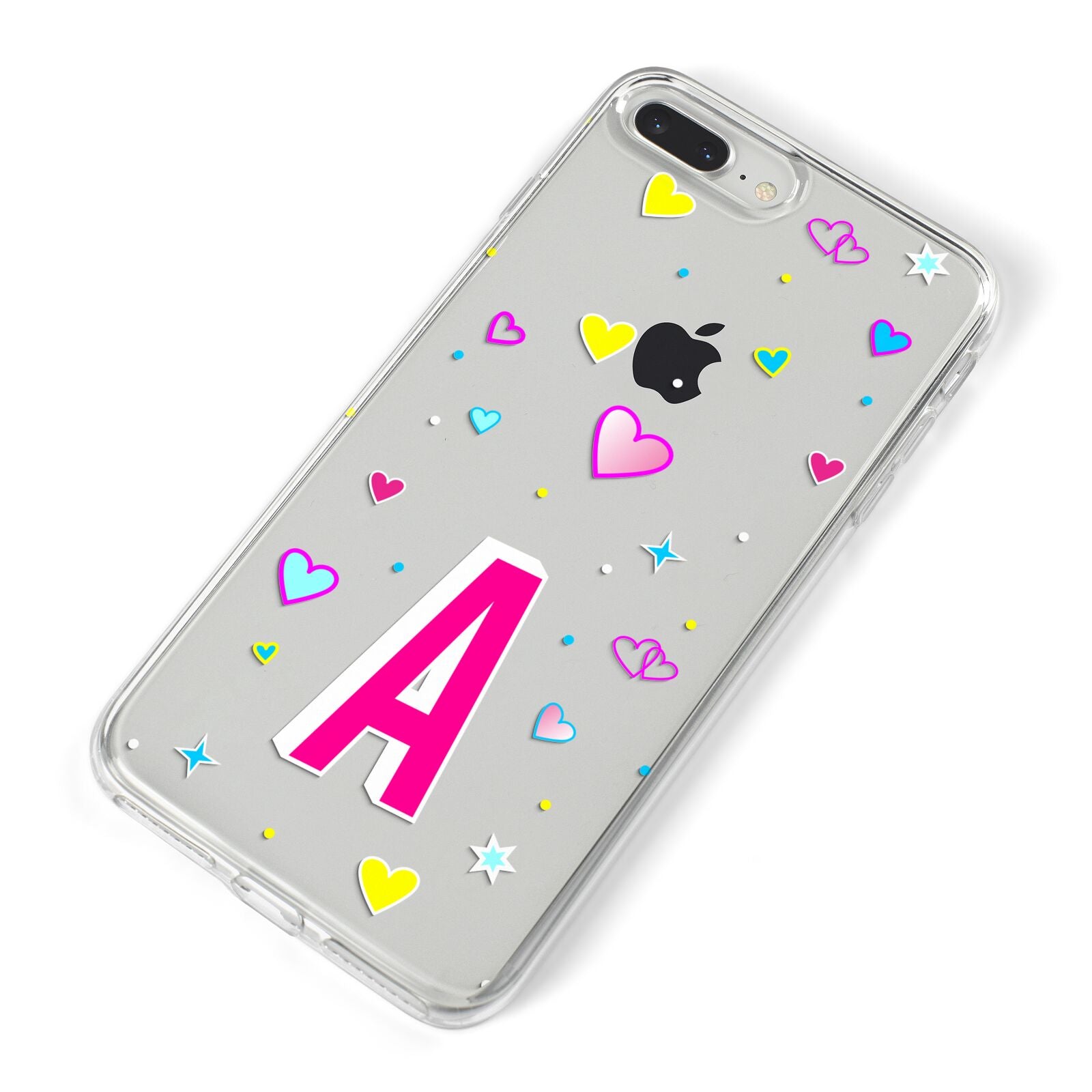 Personalised Heart Alphabet Clear iPhone 8 Plus Bumper Case on Silver iPhone Alternative Image