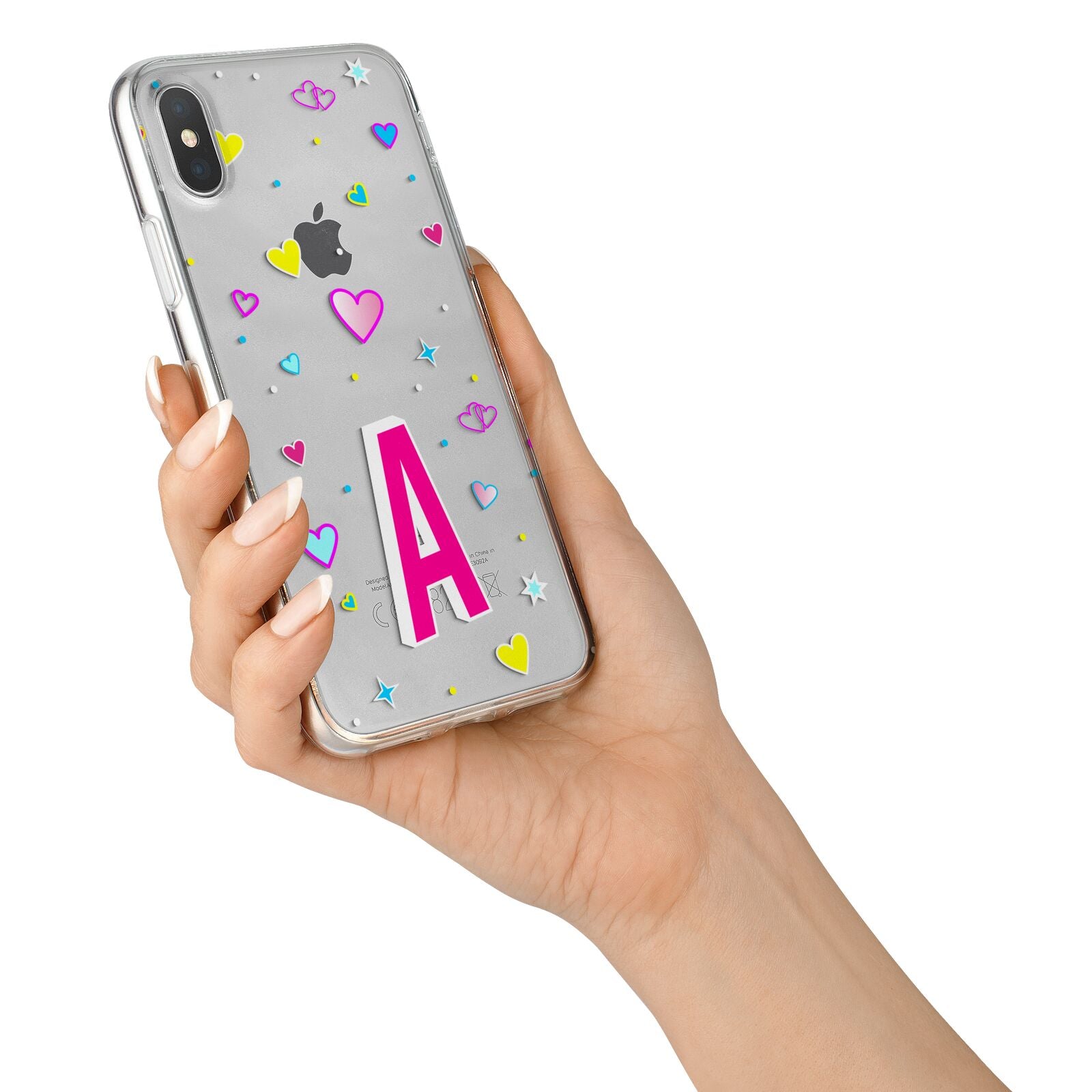 Personalised Heart Alphabet Clear iPhone X Bumper Case on Silver iPhone Alternative Image 2