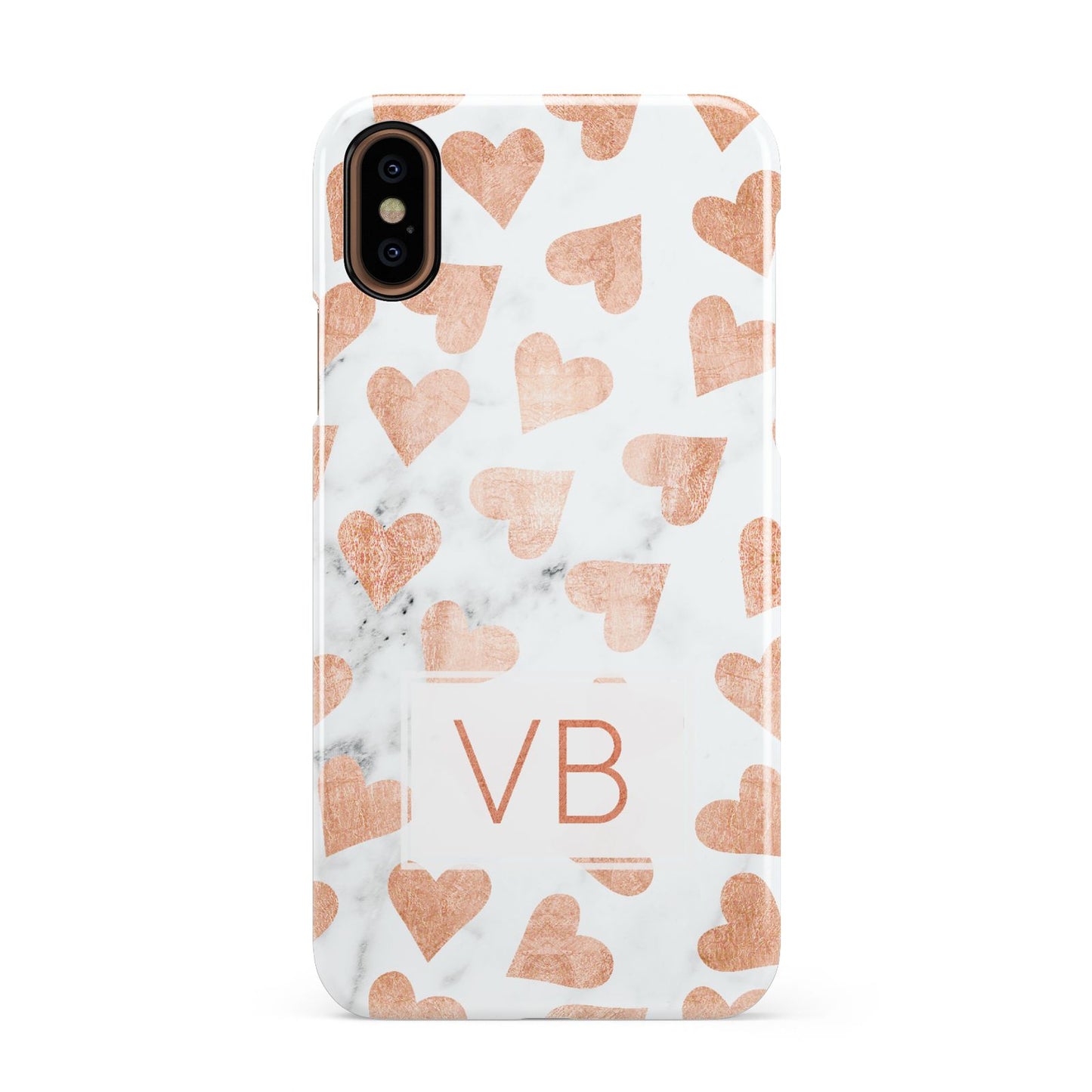 Personalised Heart Initialled Marble Apple iPhone XS 3D Snap Case