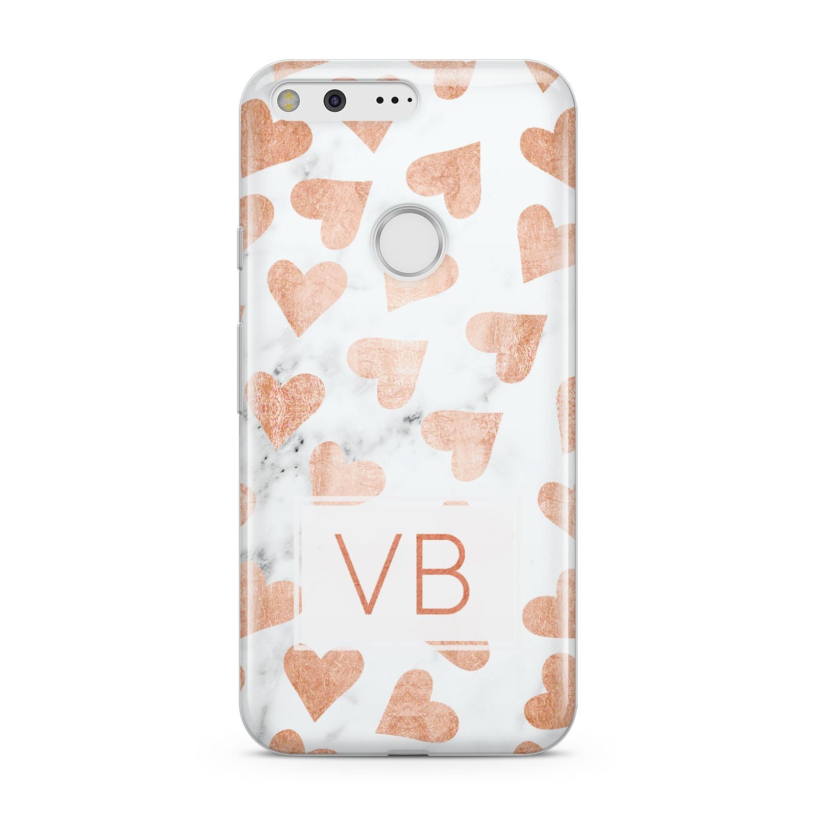 Personalised Heart Initialled Marble Google Pixel Case