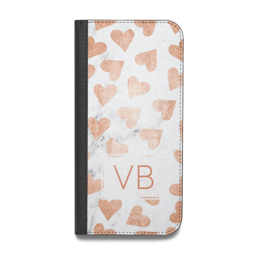 Personalised Heart Initialled Marble Vegan Leather Flip Samsung Case