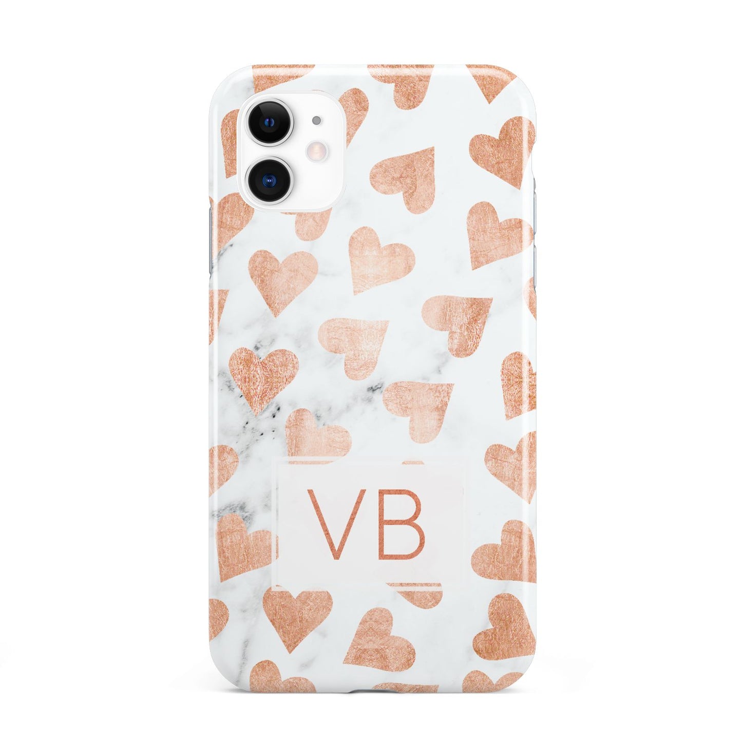 Personalised Heart Initialled Marble iPhone 11 3D Tough Case