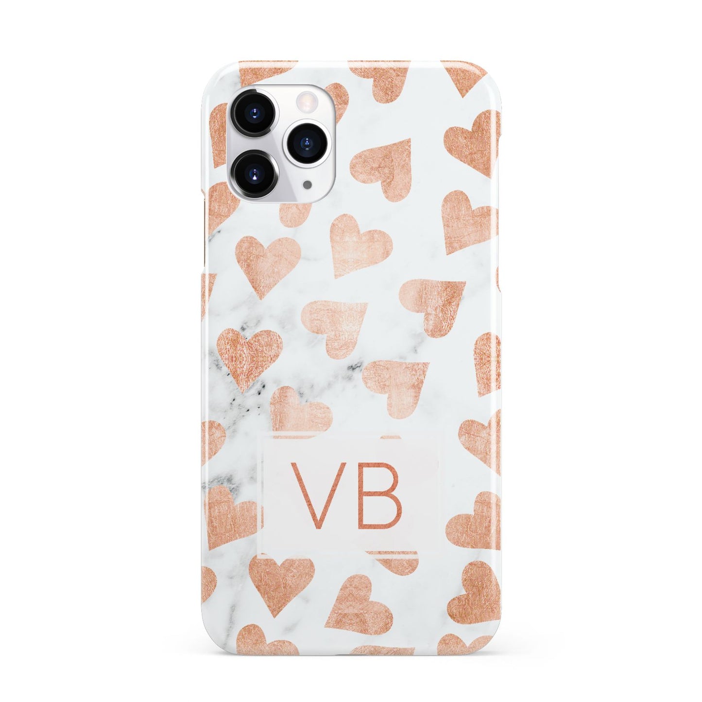 Personalised Heart Initialled Marble iPhone 11 Pro 3D Snap Case