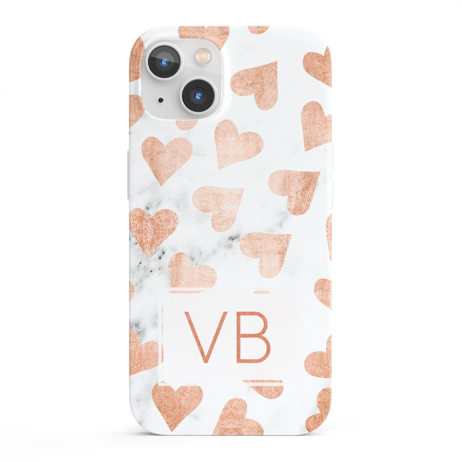 Personalised Heart Initialled Marble iPhone 13 Full Wrap 3D Snap Case