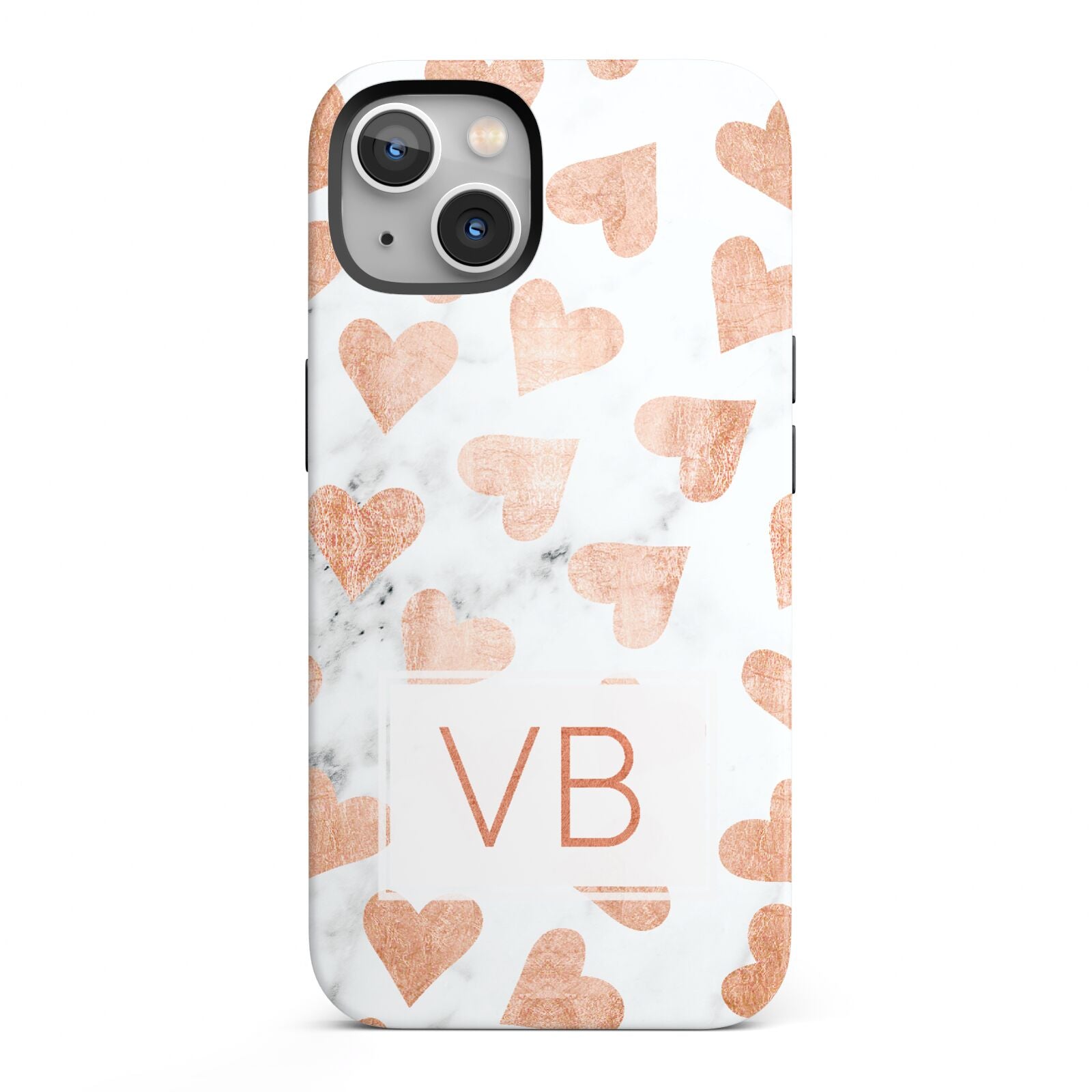 Personalised Heart Initialled Marble iPhone 13 Full Wrap 3D Tough Case