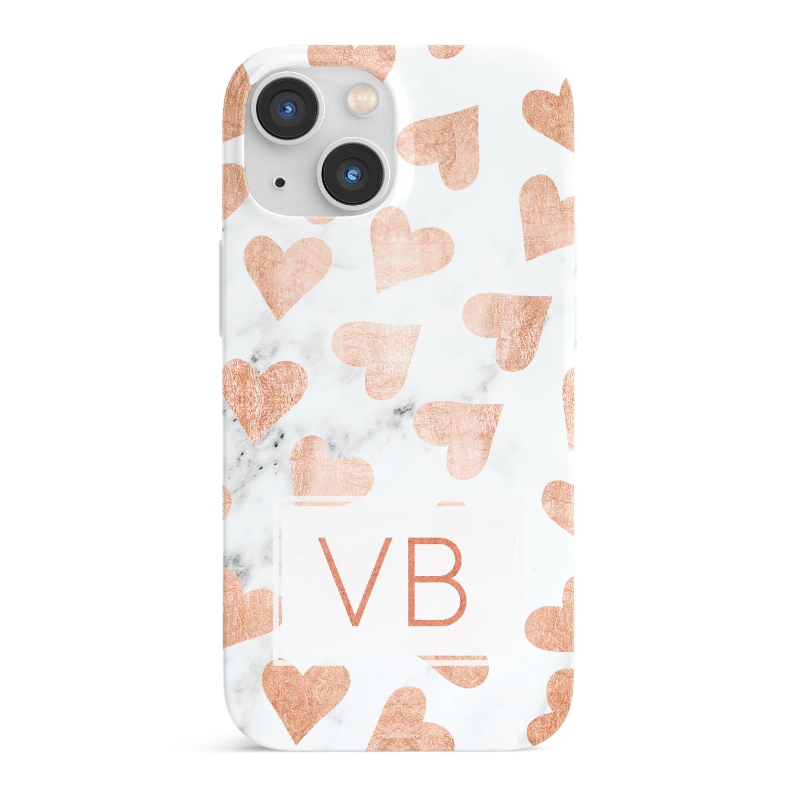 Personalised Heart Initialled Marble iPhone 13 Mini Full Wrap 3D Snap Case