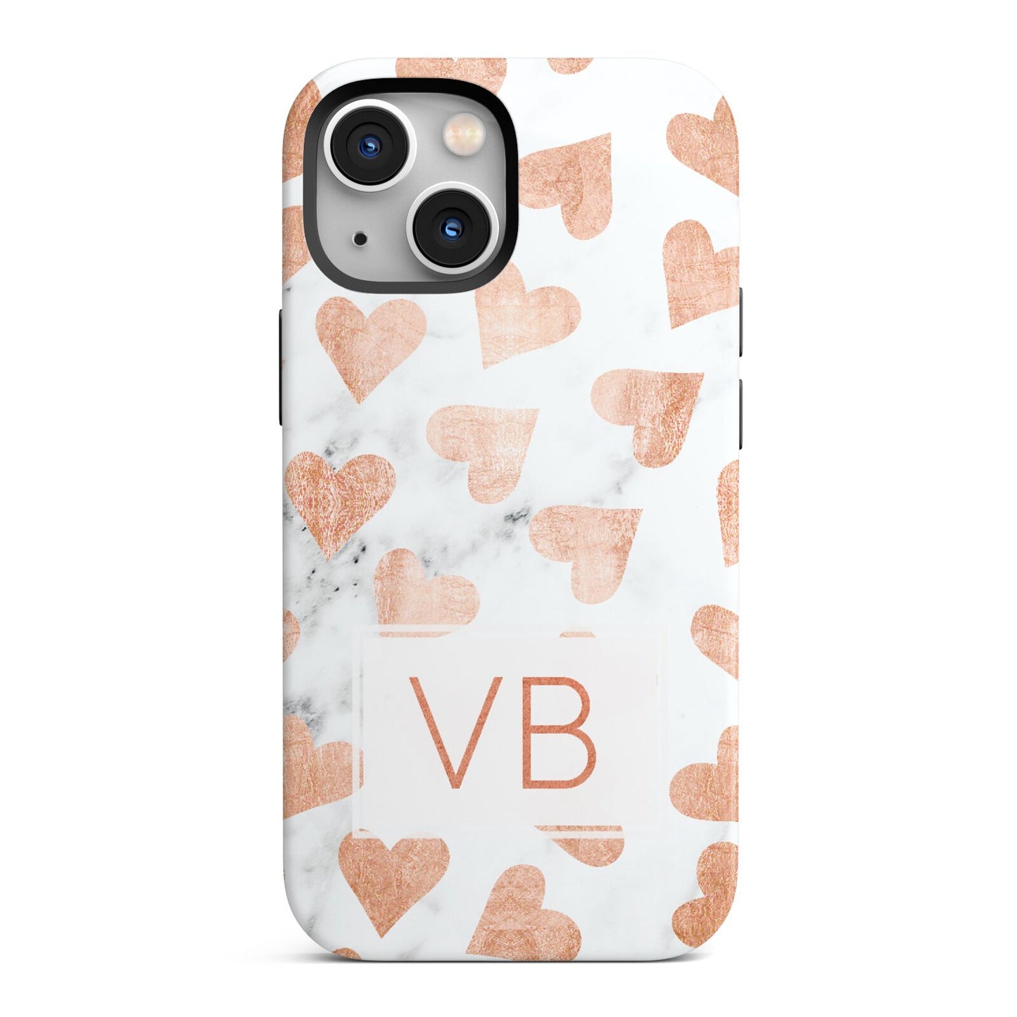 Personalised Heart Initialled Marble iPhone 13 Mini Full Wrap 3D Tough Case