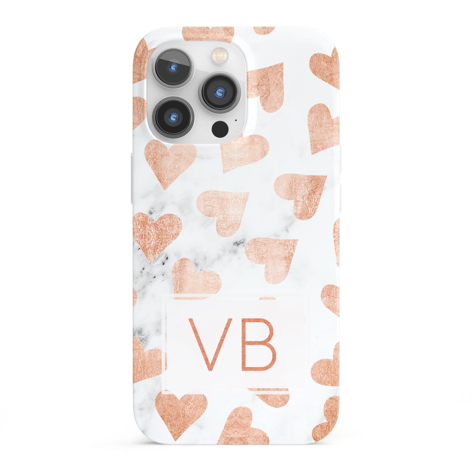 Personalised Heart Initialled Marble iPhone 13 Pro Full Wrap 3D Snap Case