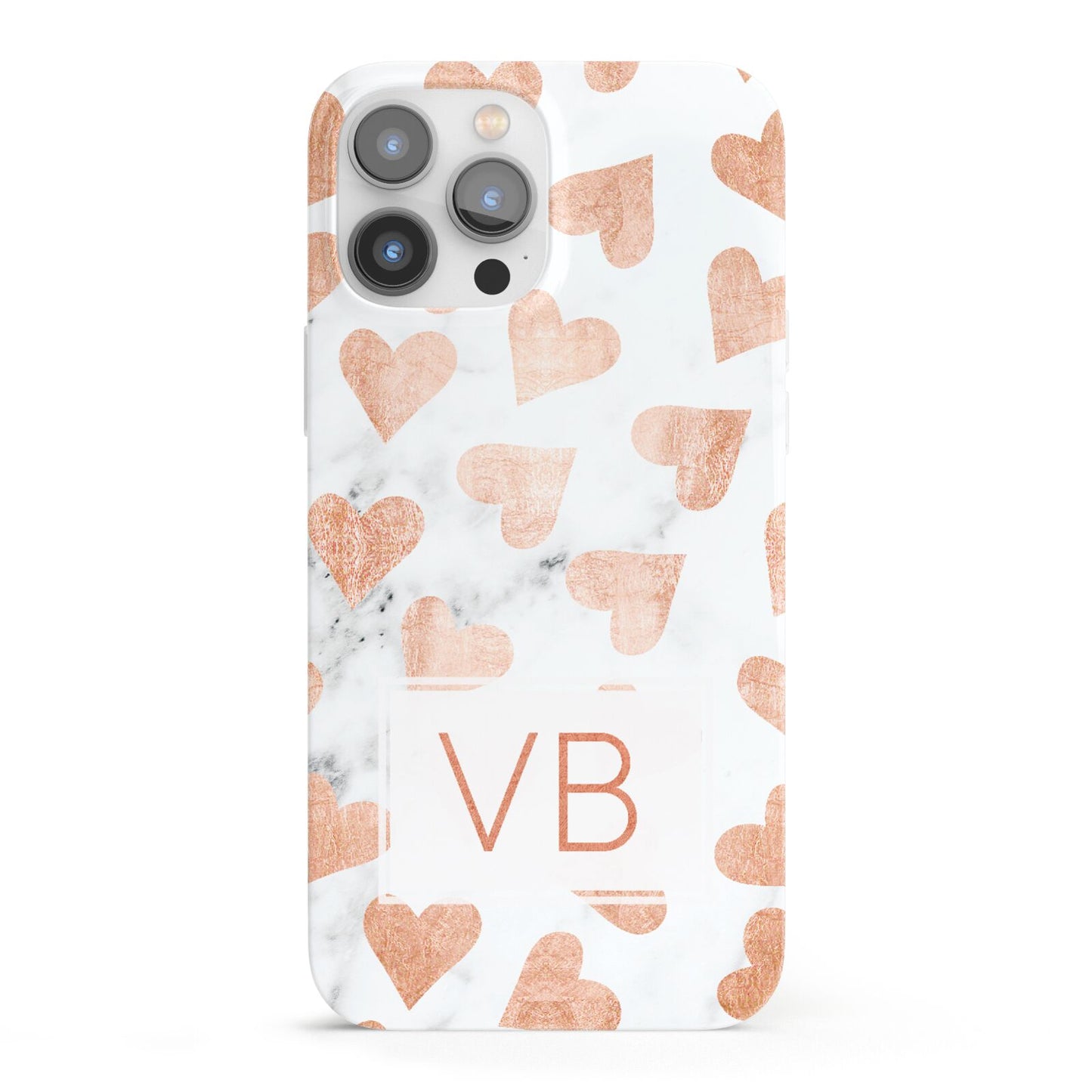 Personalised Heart Initialled Marble iPhone 13 Pro Max Full Wrap 3D Snap Case