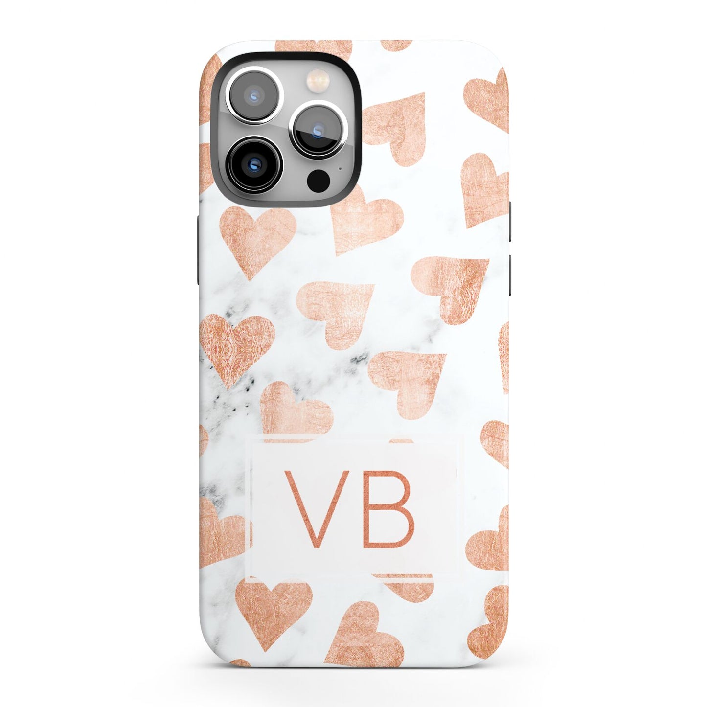 Personalised Heart Initialled Marble iPhone 13 Pro Max Full Wrap 3D Tough Case