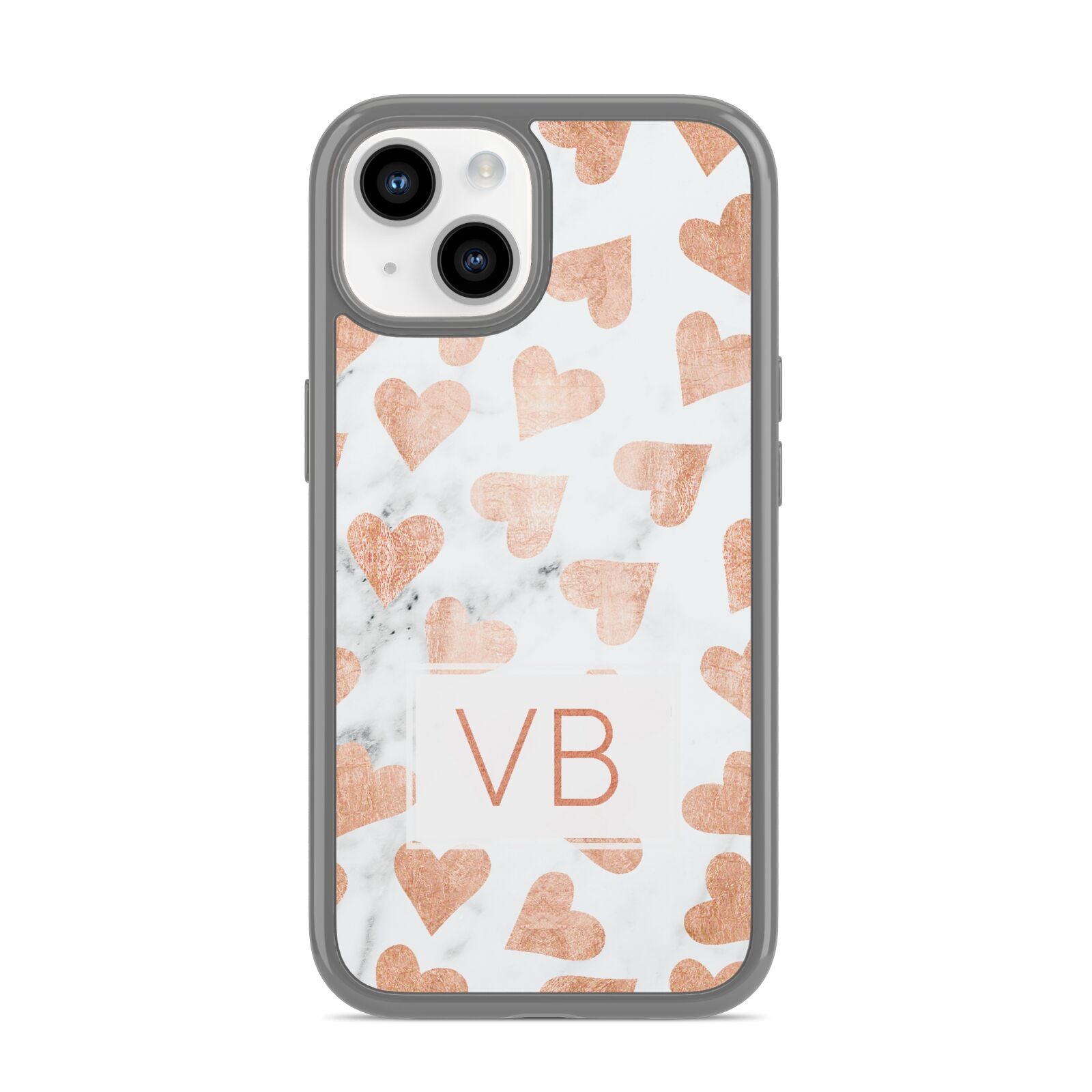 Personalised Heart Initialled Marble iPhone 14 Clear Tough Case Starlight