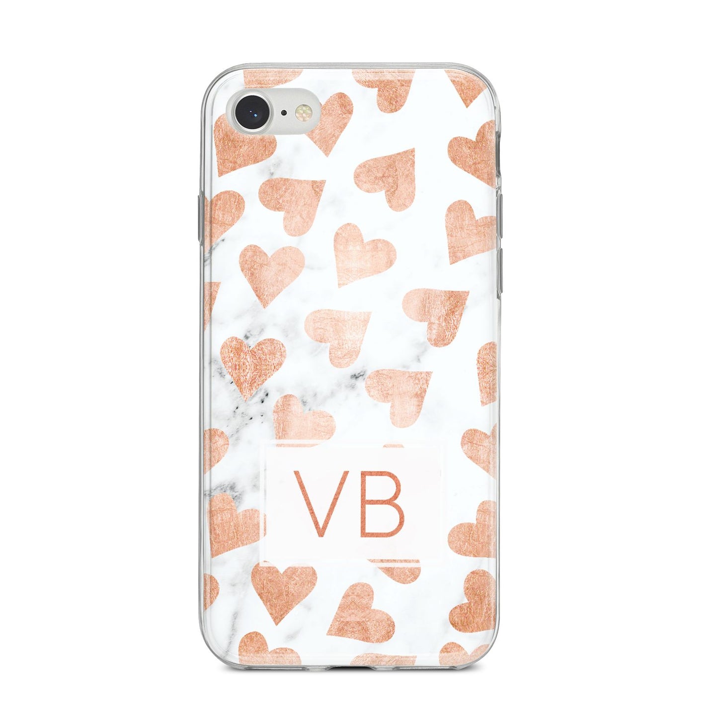 Personalised Heart Initialled Marble iPhone 8 Bumper Case on Silver iPhone