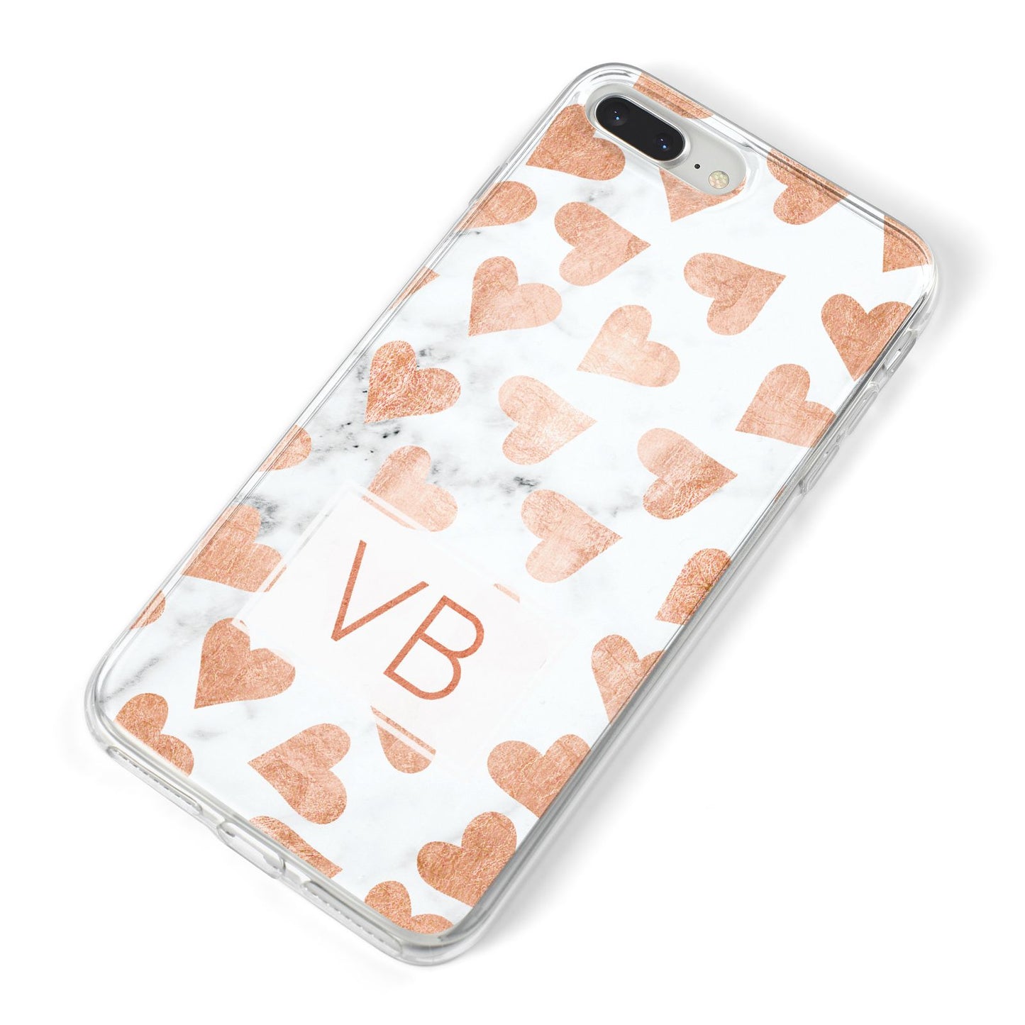 Personalised Heart Initialled Marble iPhone 8 Plus Bumper Case on Silver iPhone Alternative Image