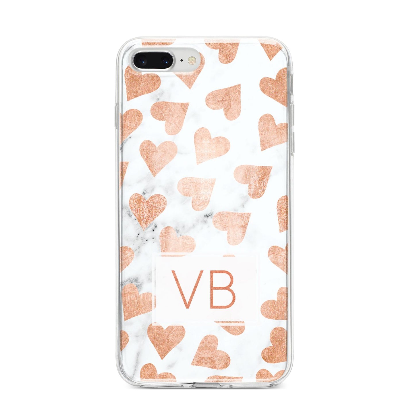 Personalised Heart Initialled Marble iPhone 8 Plus Bumper Case on Silver iPhone