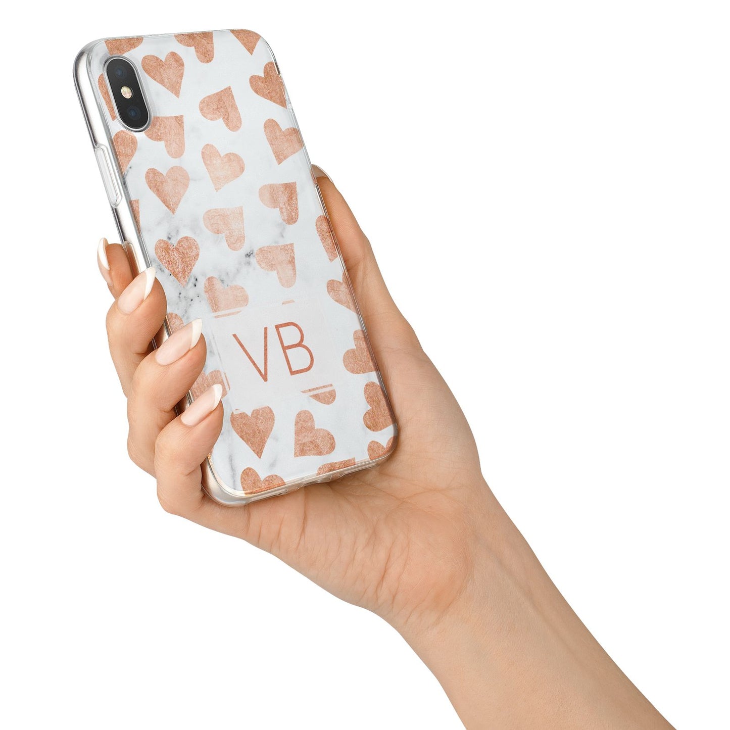 Personalised Heart Initialled Marble iPhone X Bumper Case on Silver iPhone Alternative Image 2