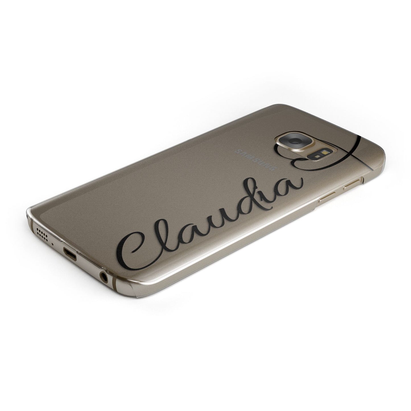 Personalised Heart Name Protective Samsung Galaxy Case Angled Image