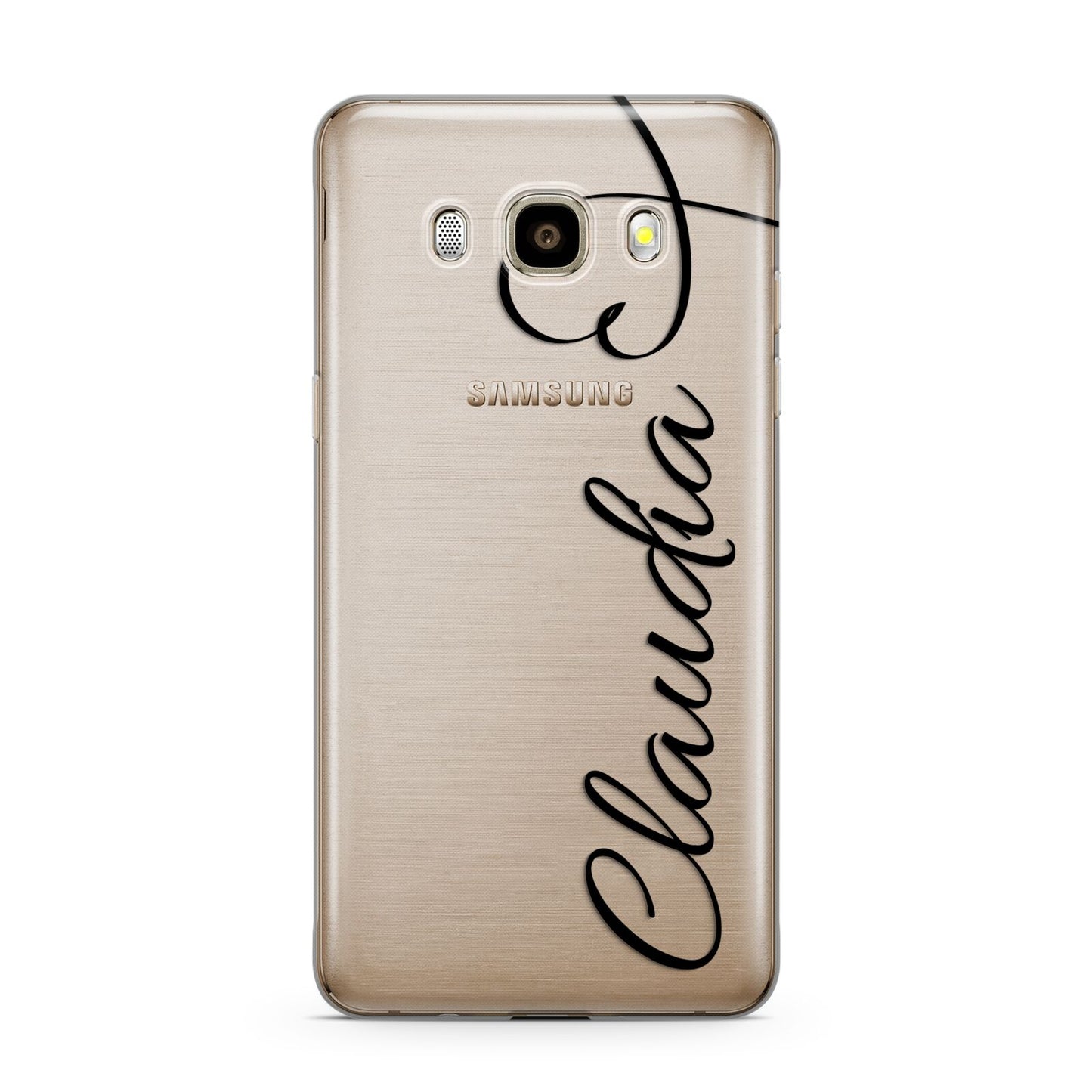 Personalised Heart Name Samsung Galaxy J7 2016 Case on gold phone