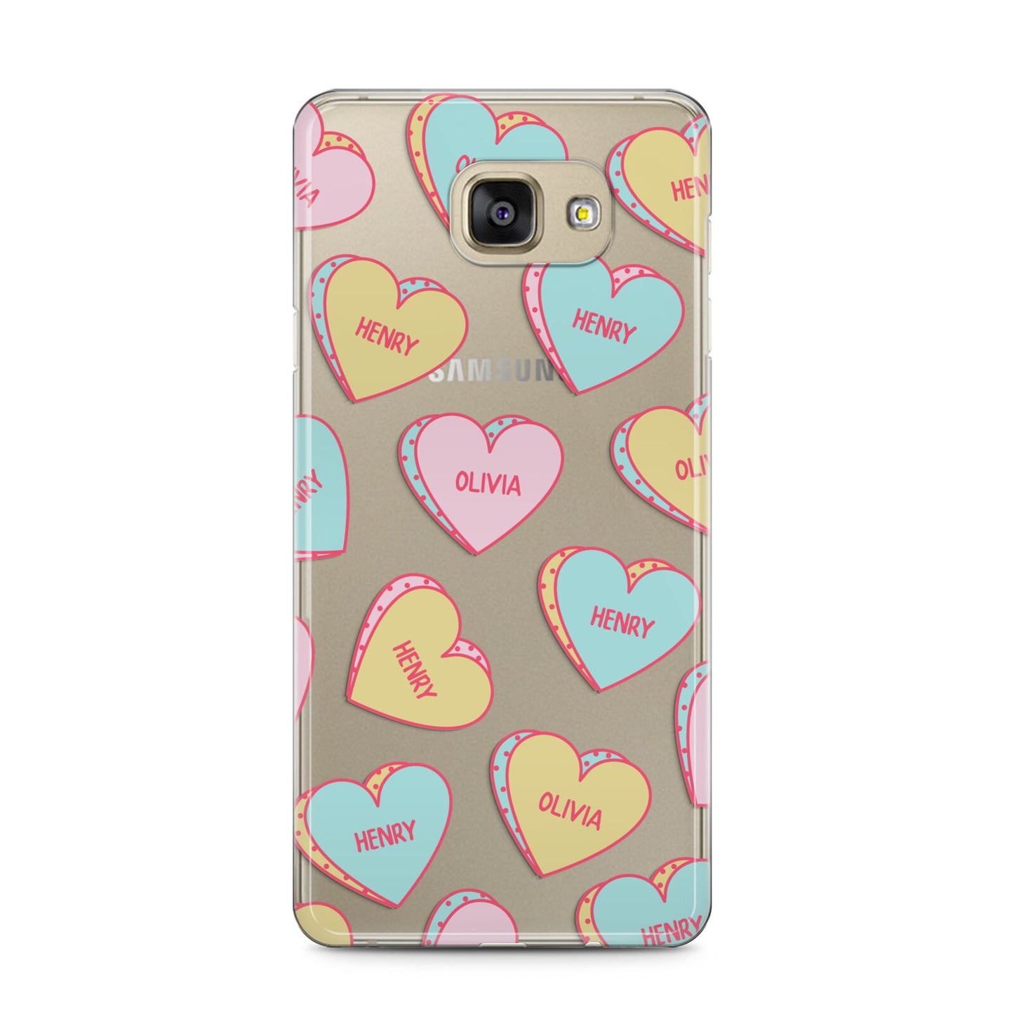 Personalised Heart Sweets Samsung Galaxy A5 2016 Case on gold phone