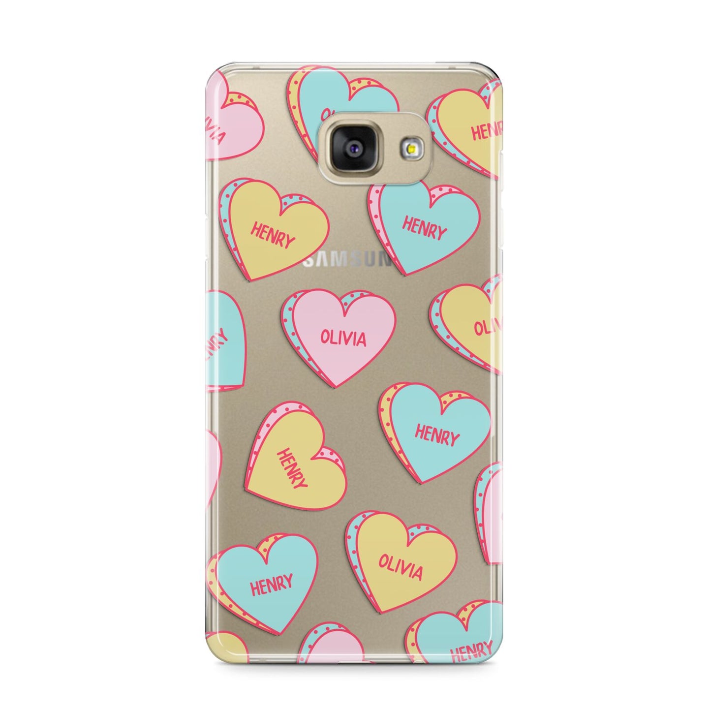 Personalised Heart Sweets Samsung Galaxy A9 2016 Case on gold phone