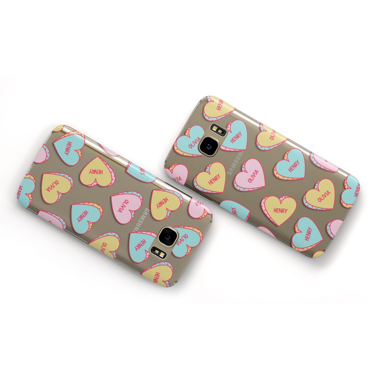 Personalised Heart Sweets Samsung Galaxy Case Flat Overview