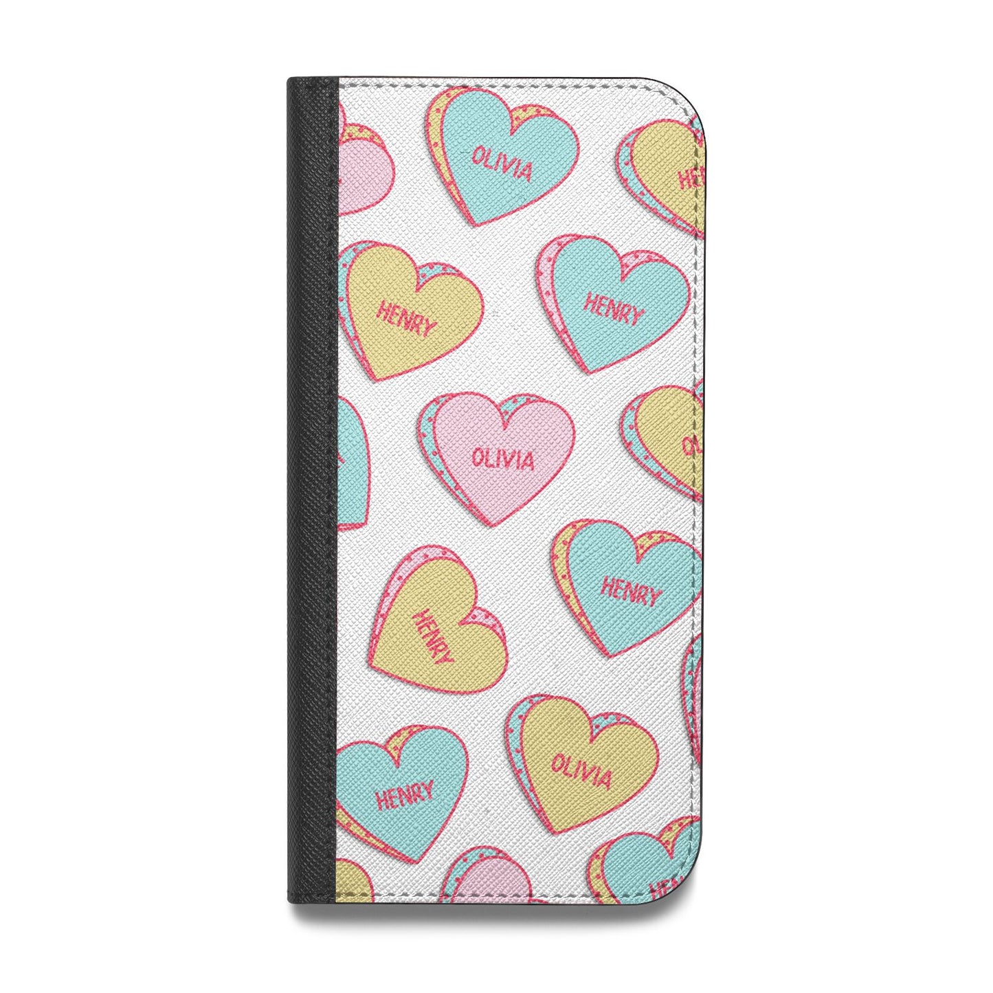 Personalised Heart Sweets Vegan Leather Flip Samsung Case