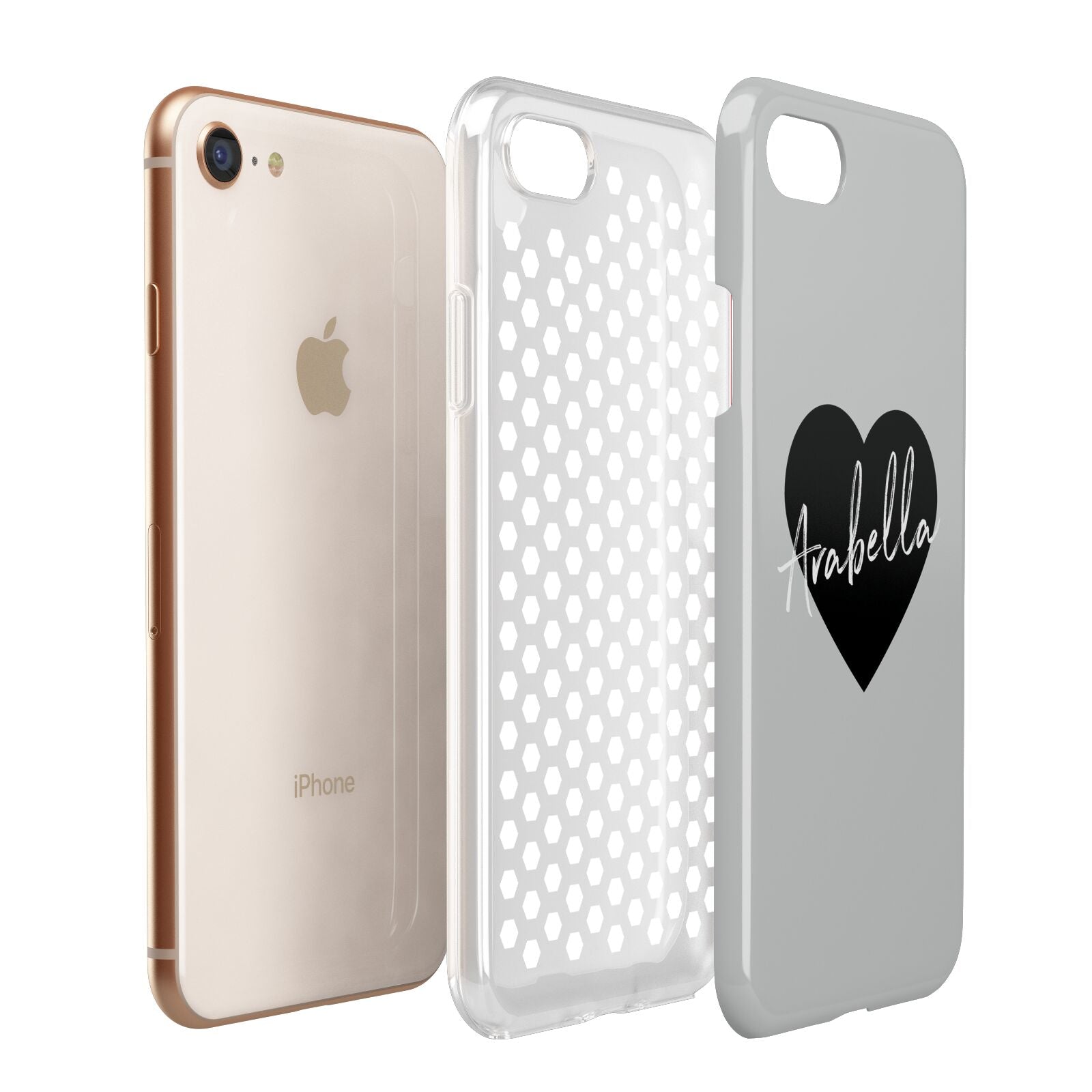 Personalised Heart Valentines Apple iPhone 7 8 3D Tough Case Expanded View