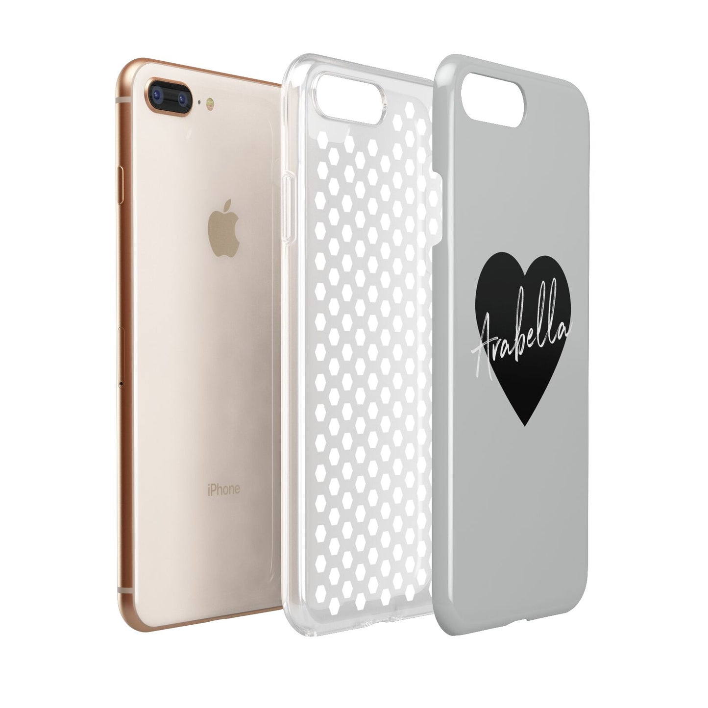 Personalised Heart Valentines Apple iPhone 7 8 Plus 3D Tough Case Expanded View