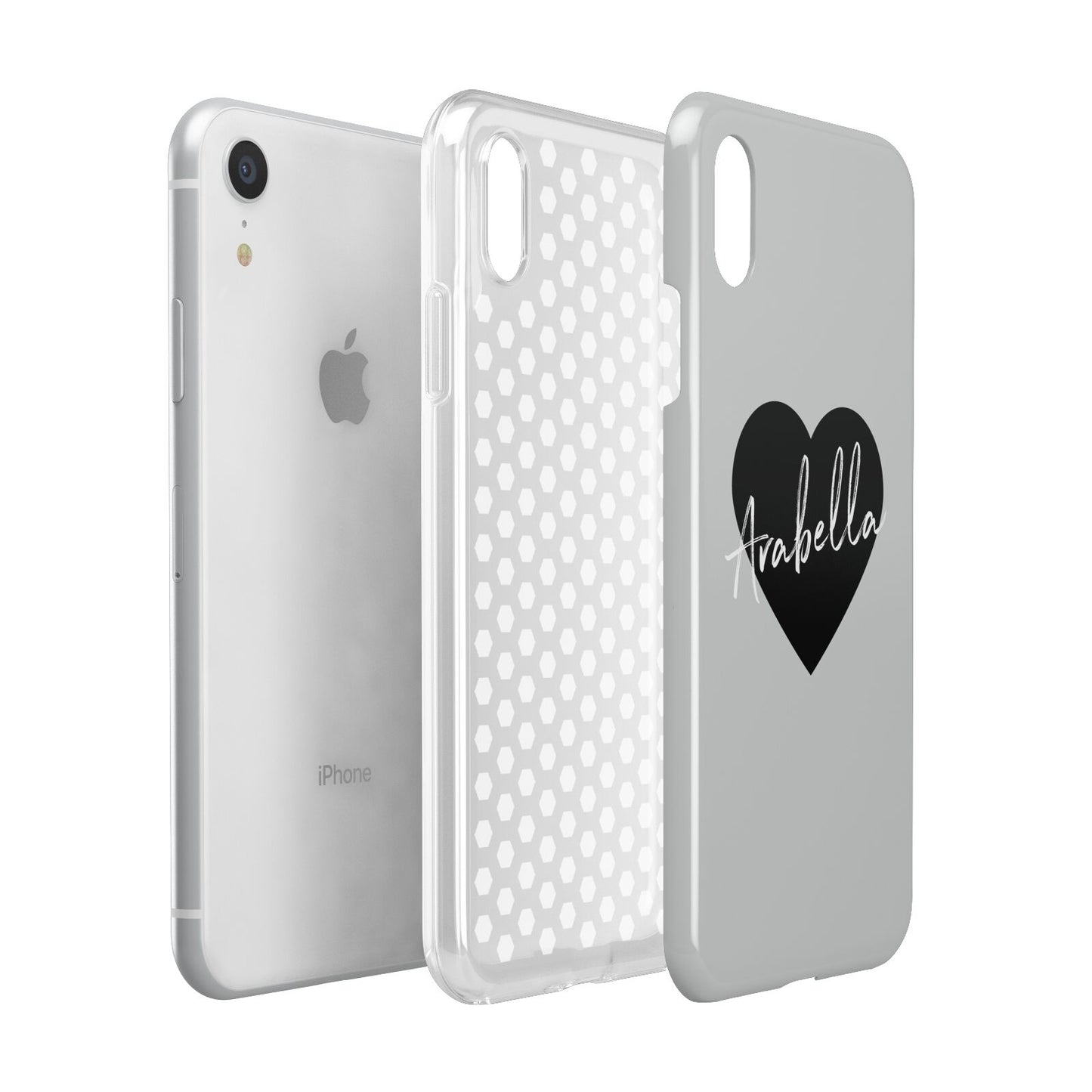 Personalised Heart Valentines Apple iPhone XR White 3D Tough Case Expanded view