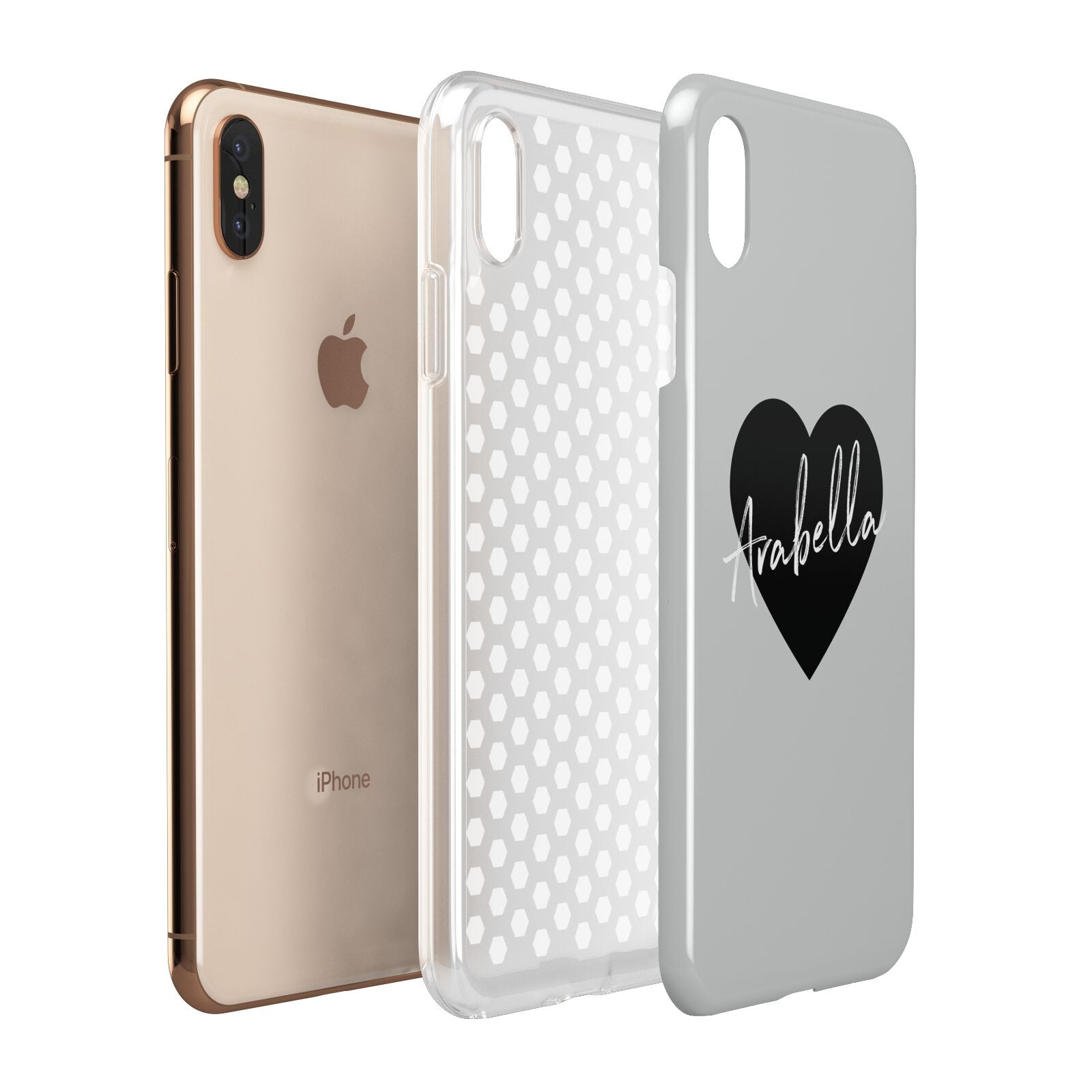 Personalised Heart Valentines Apple iPhone Xs Max 3D Tough Case Expanded View