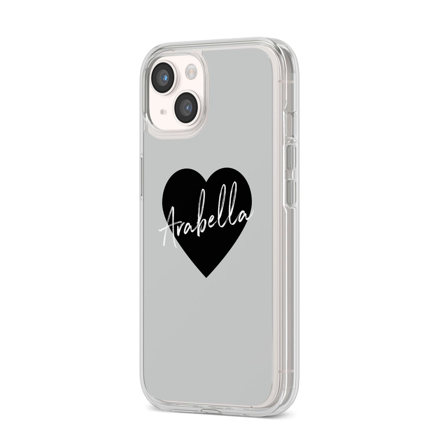 Personalised Heart Valentines iPhone 14 Clear Tough Case Starlight Angled Image