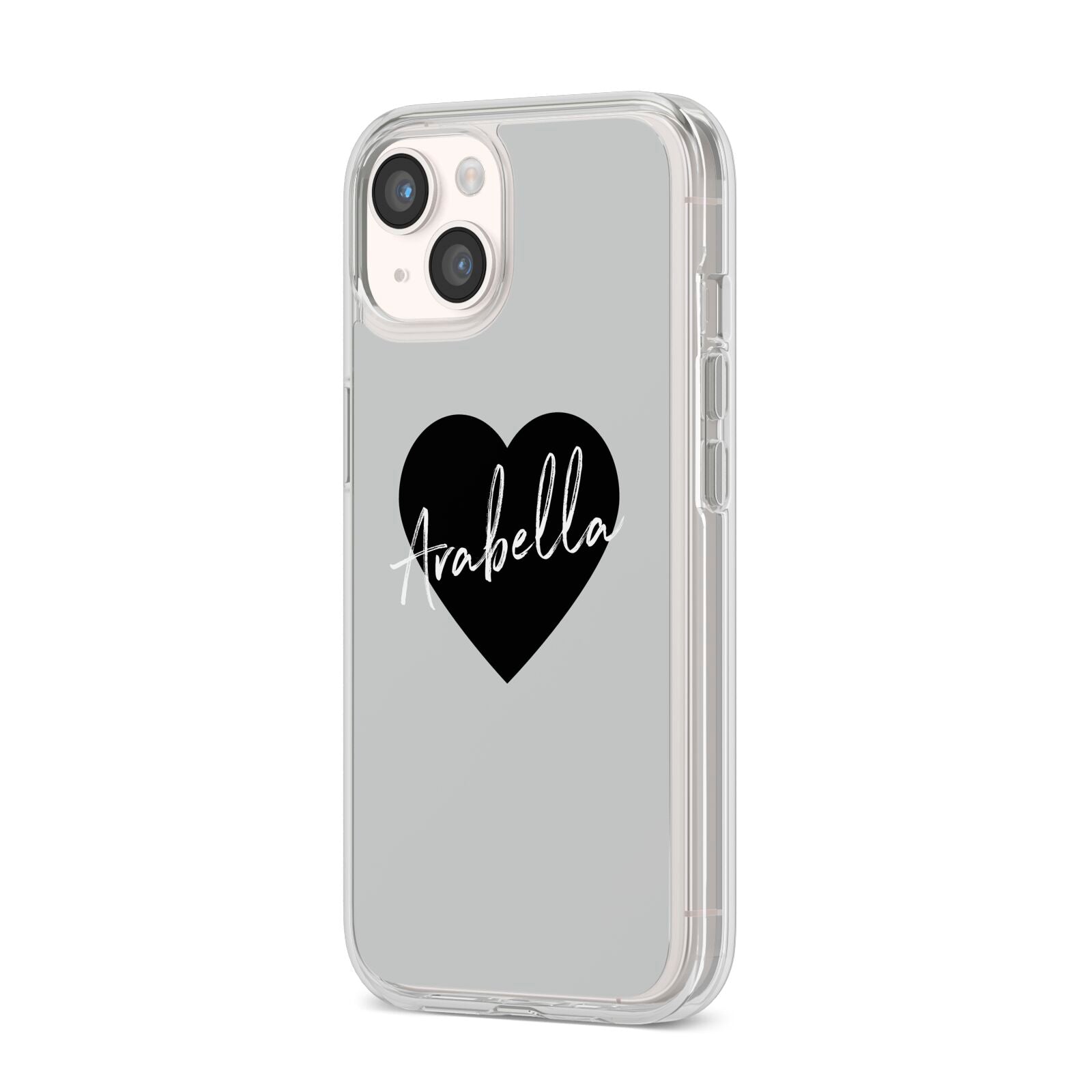 Personalised Heart Valentines iPhone 14 Clear Tough Case Starlight Angled Image