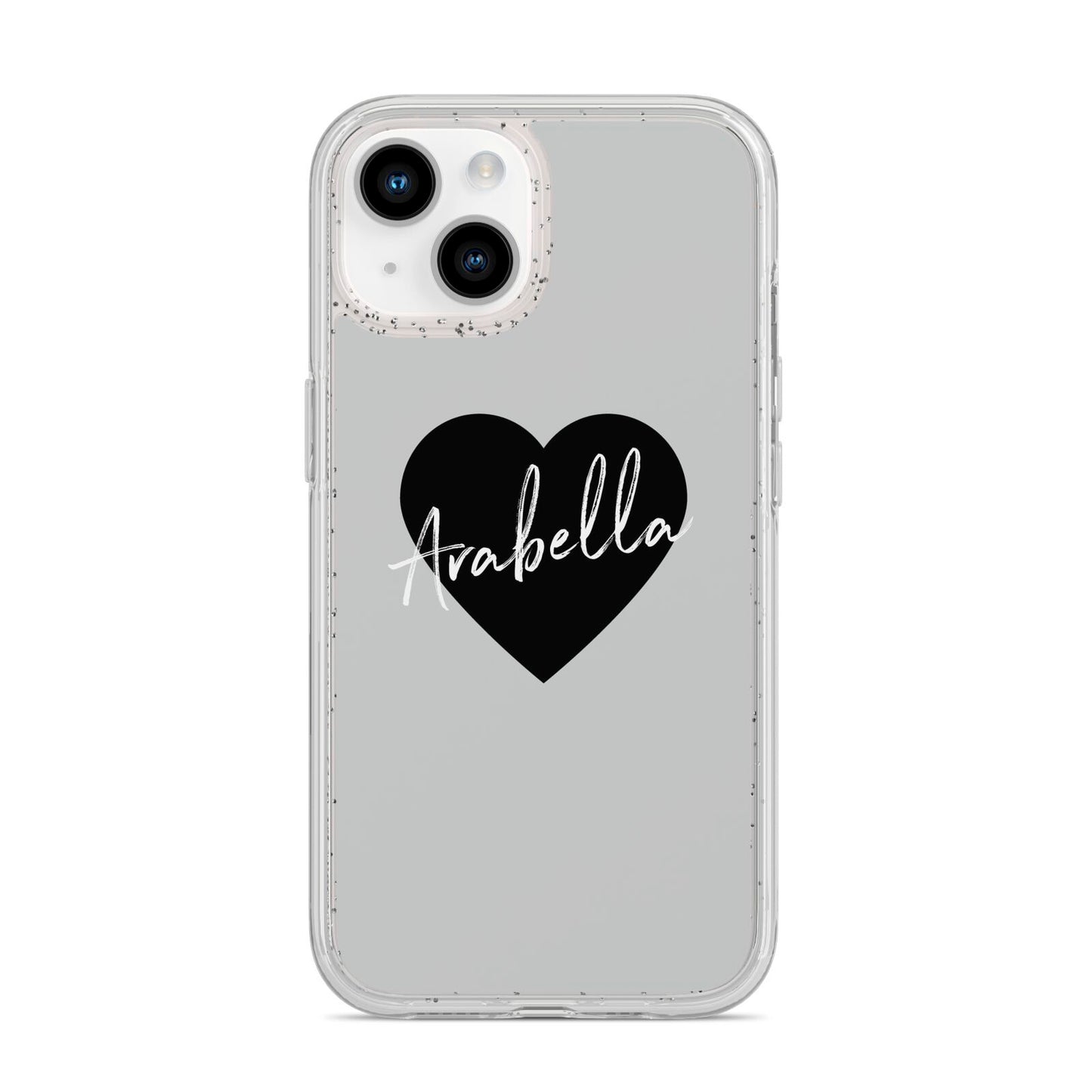 Personalised Heart Valentines iPhone 14 Glitter Tough Case Starlight