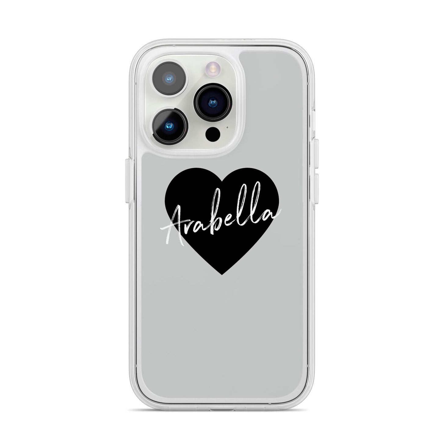 Personalised Heart Valentines iPhone 14 Pro Clear Tough Case Silver