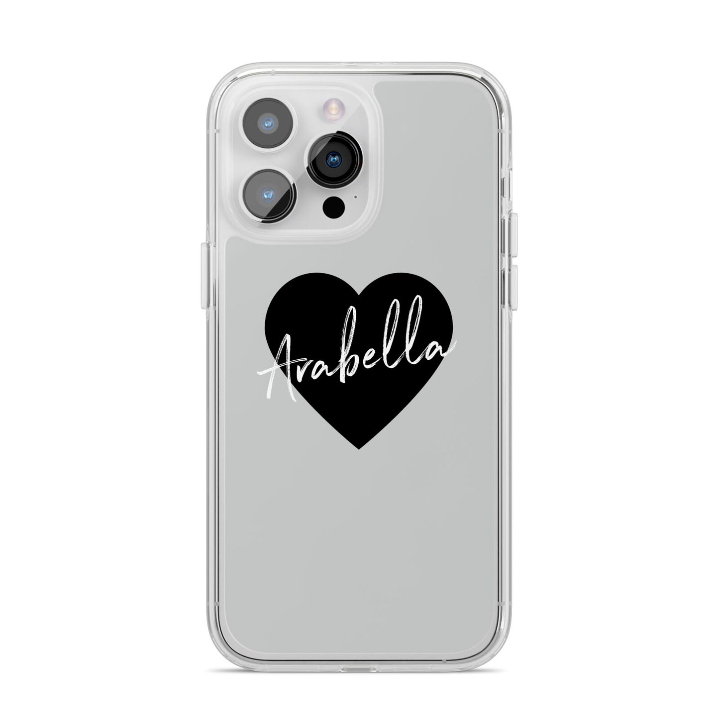 Personalised Heart Valentines iPhone 14 Pro Max Clear Tough Case Silver