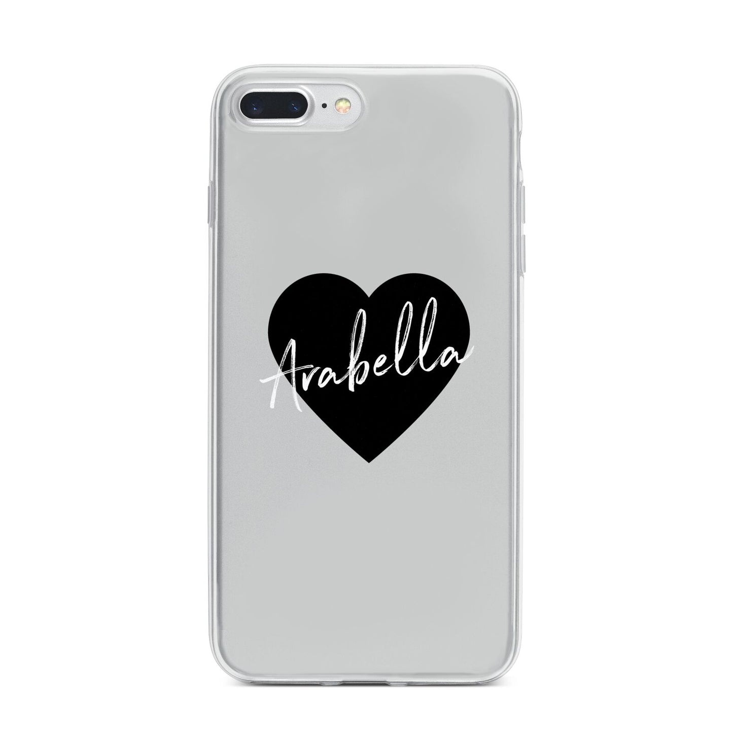 Personalised Heart Valentines iPhone 7 Plus Bumper Case on Silver iPhone