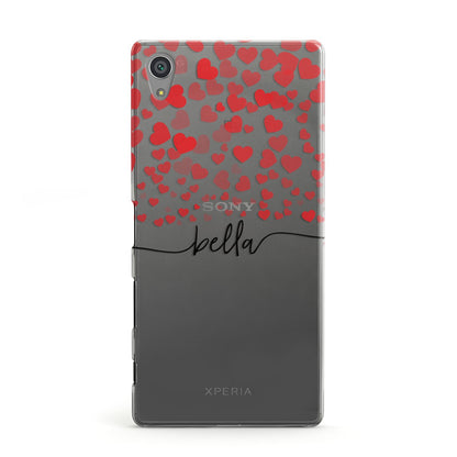 Personalised Hearts Confetti Clear Name Sony Xperia Case