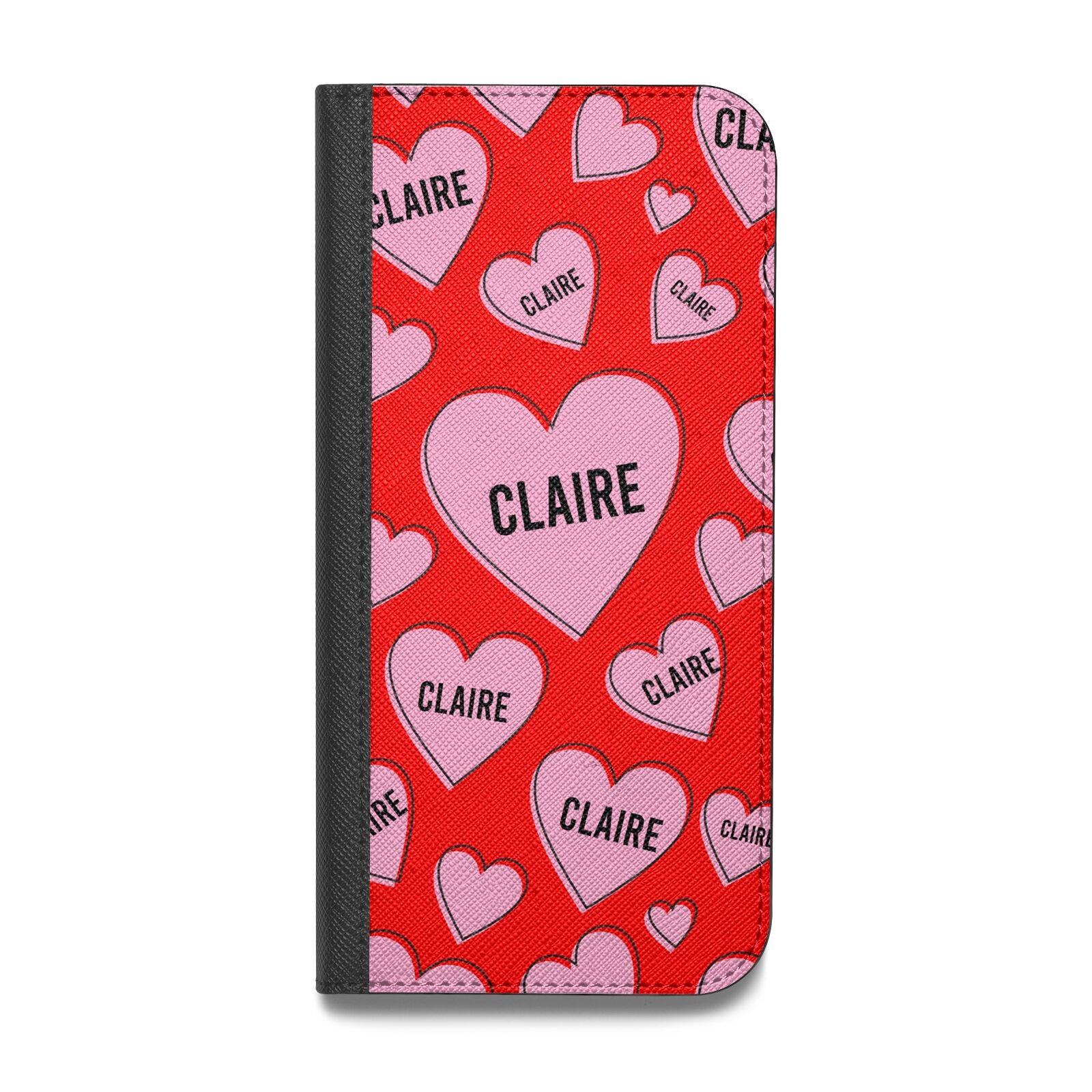 Personalised Hearts Vegan Leather Flip Samsung Case