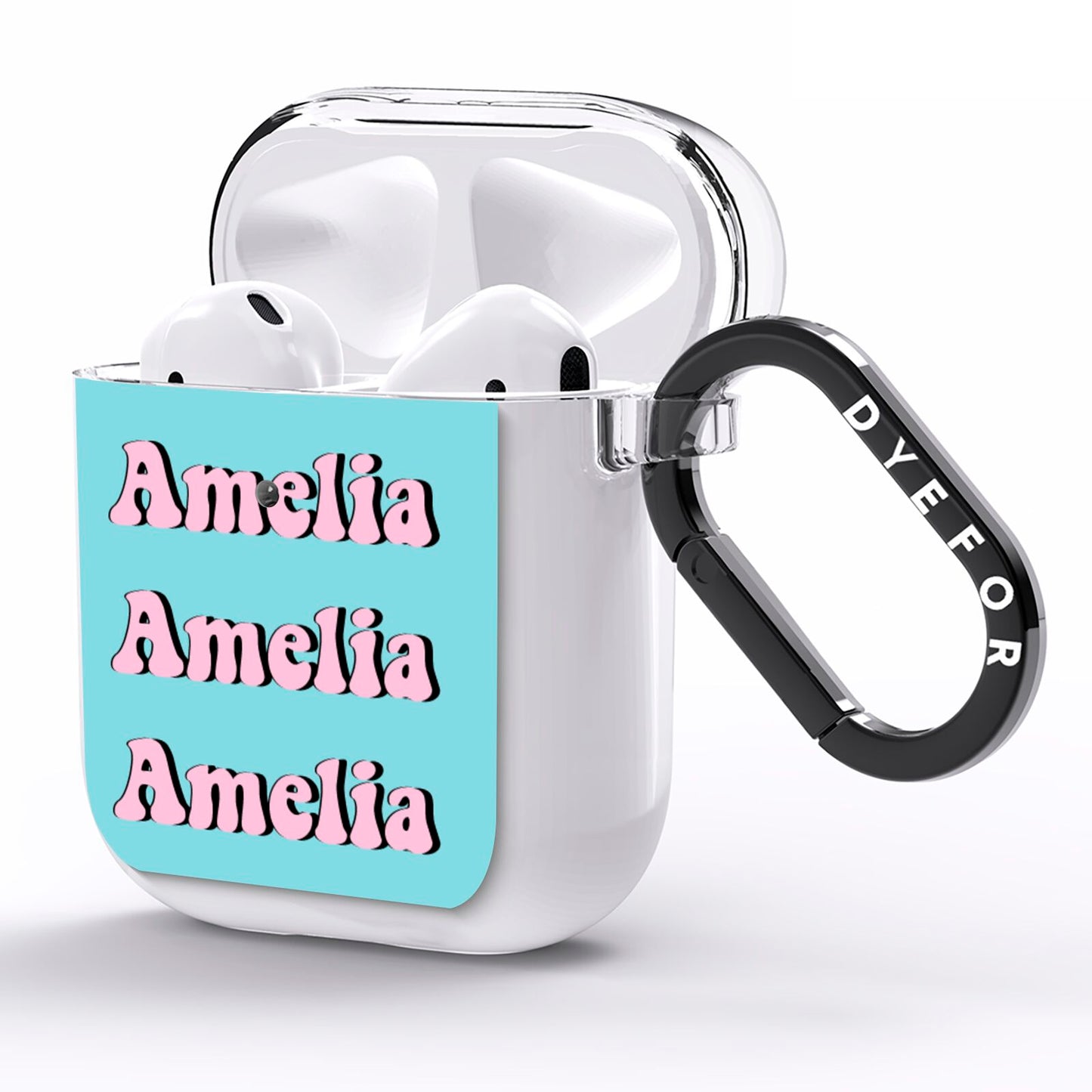 Personalised Hippie AirPods Clear Case Side Image