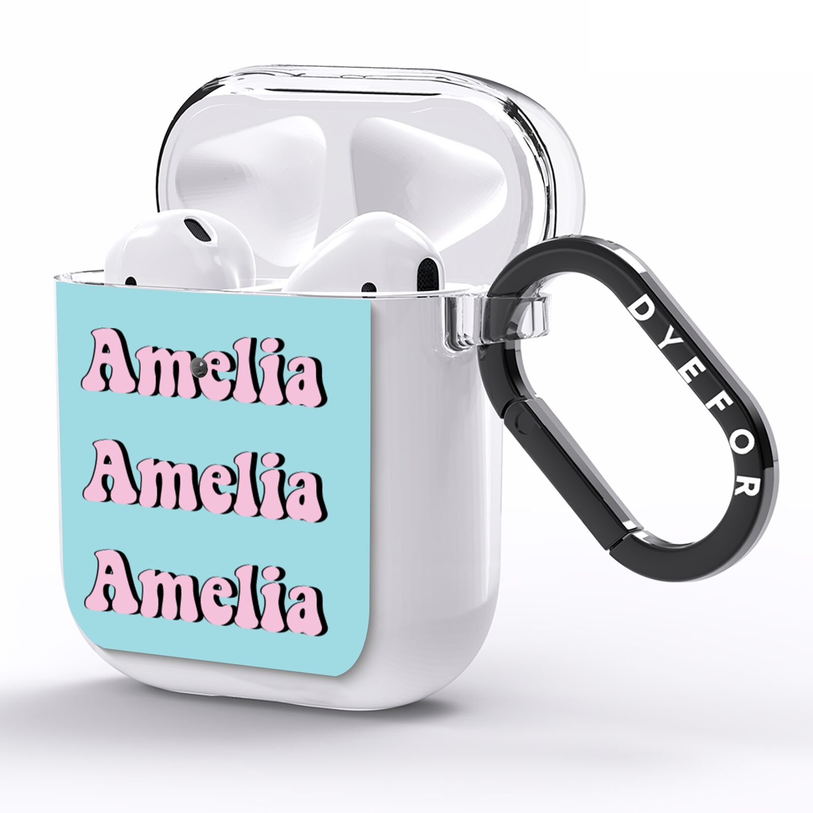 Personalised Hippie AirPods Clear Case Side Image