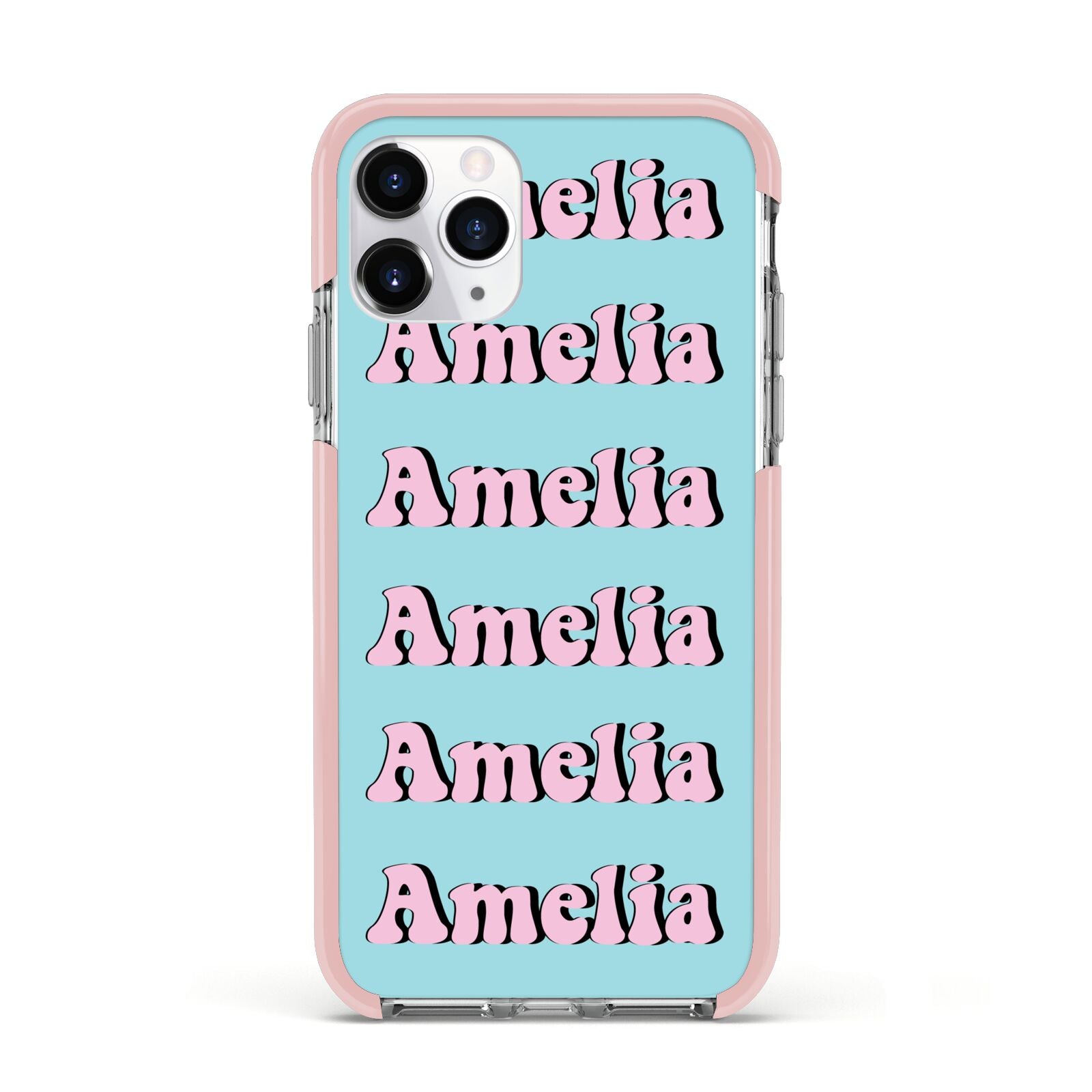 Personalised Hippie Apple iPhone 11 Pro in Silver with Pink Impact Case