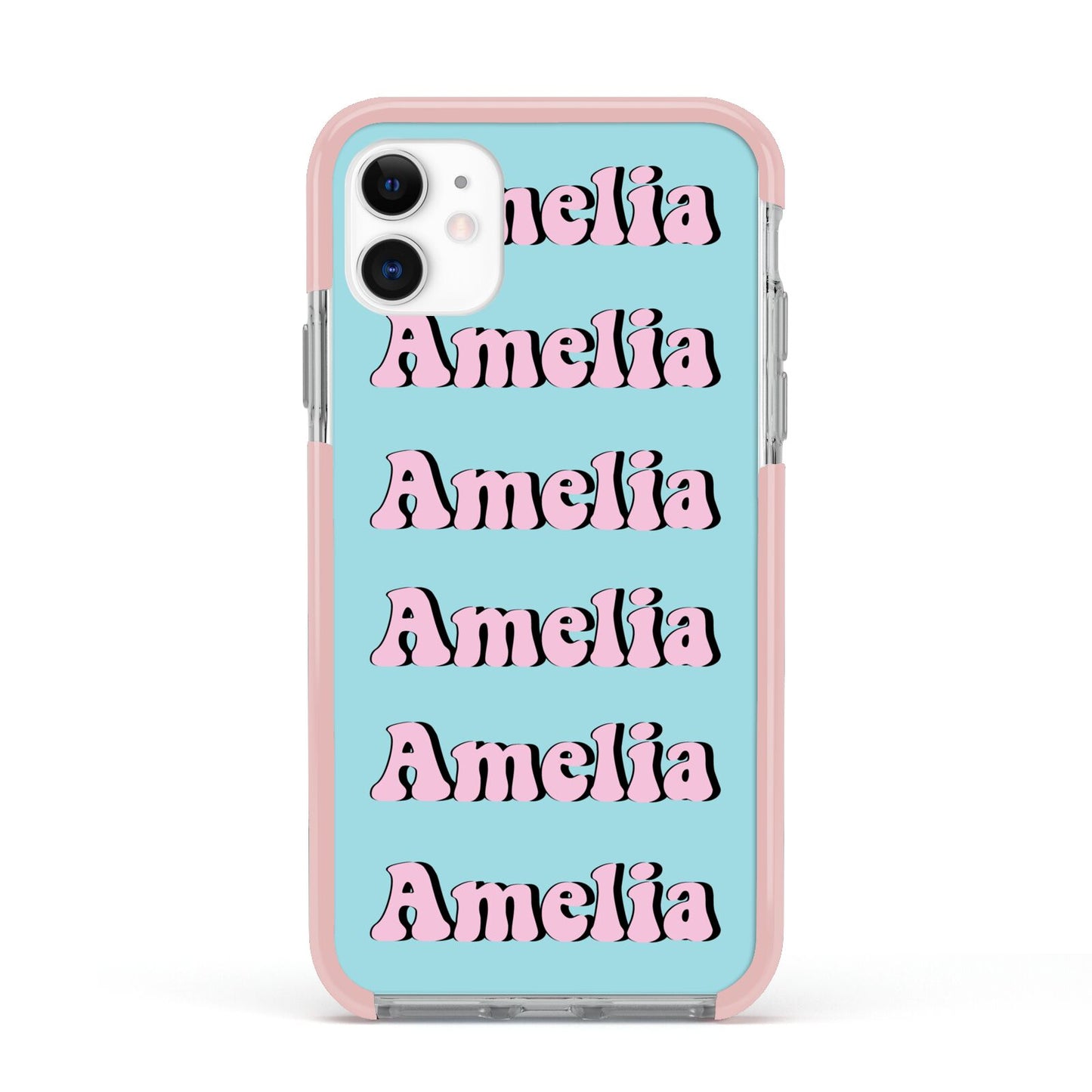 Personalised Hippie Apple iPhone 11 in White with Pink Impact Case